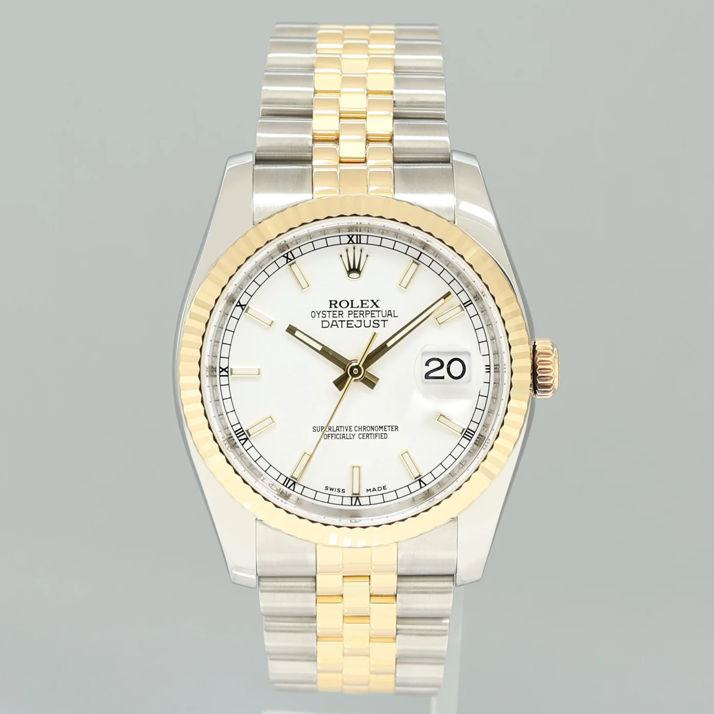 2010 MINT Rolex DateJust 116233 Jubilee Two Tone Gold Steel White Stick 36mm Watch - Image 2