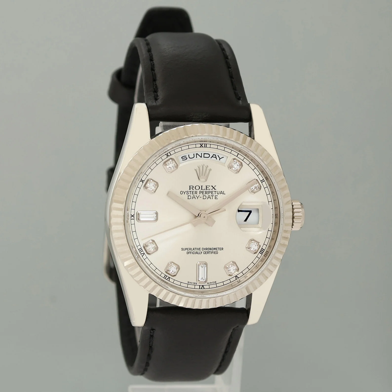 2013 MINT Rolex President Day Date 118239 White Gold Silver Diamond Watch Box - Image 3