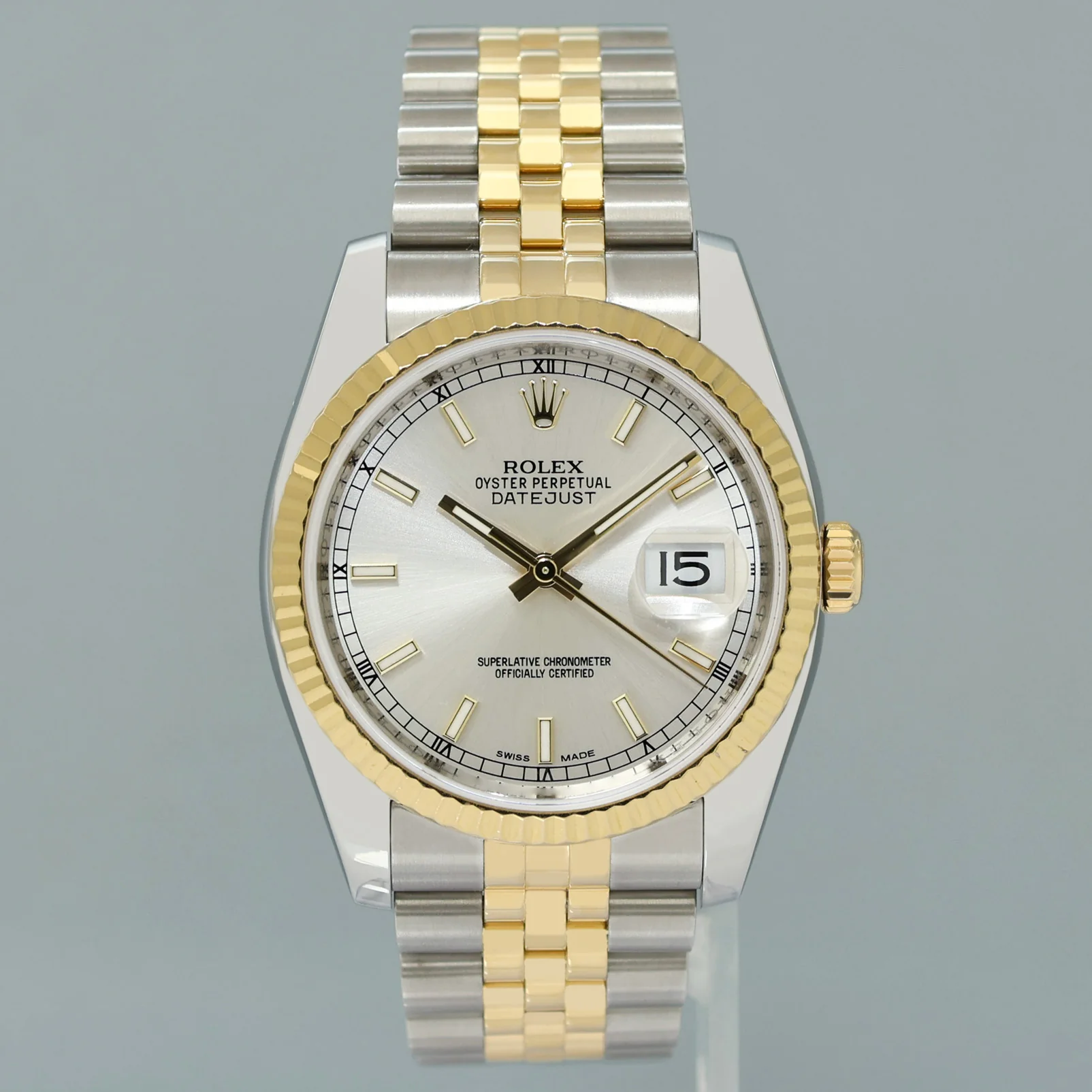 2013 PAPERS MINT Rolex 116233 DateJust Jubilee 36mm Two Tone Gold Silver Stick Watch - Image 2
