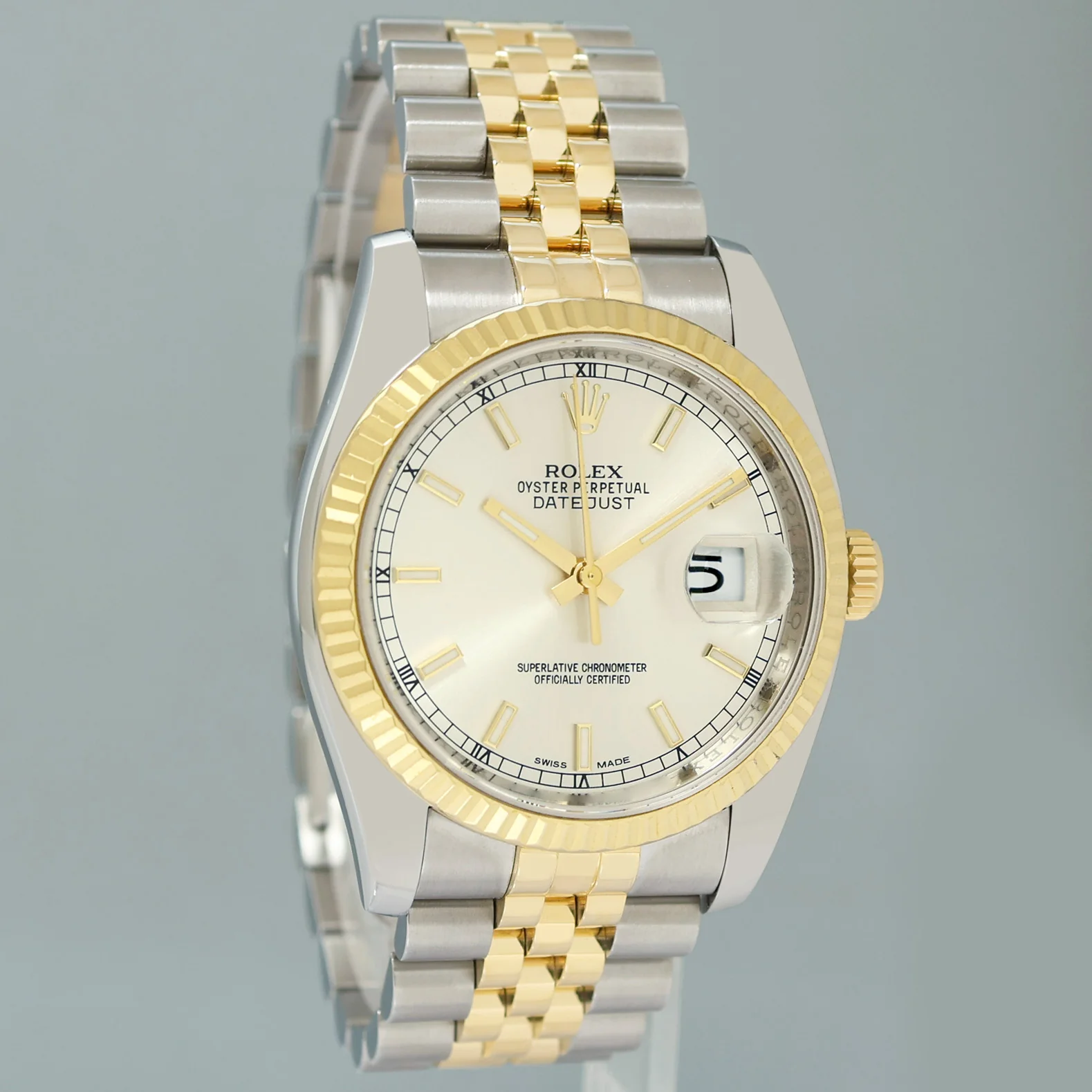 2013 PAPERS MINT Rolex 116233 DateJust Jubilee 36mm Two Tone Gold Silver Stick Watch - Image 3