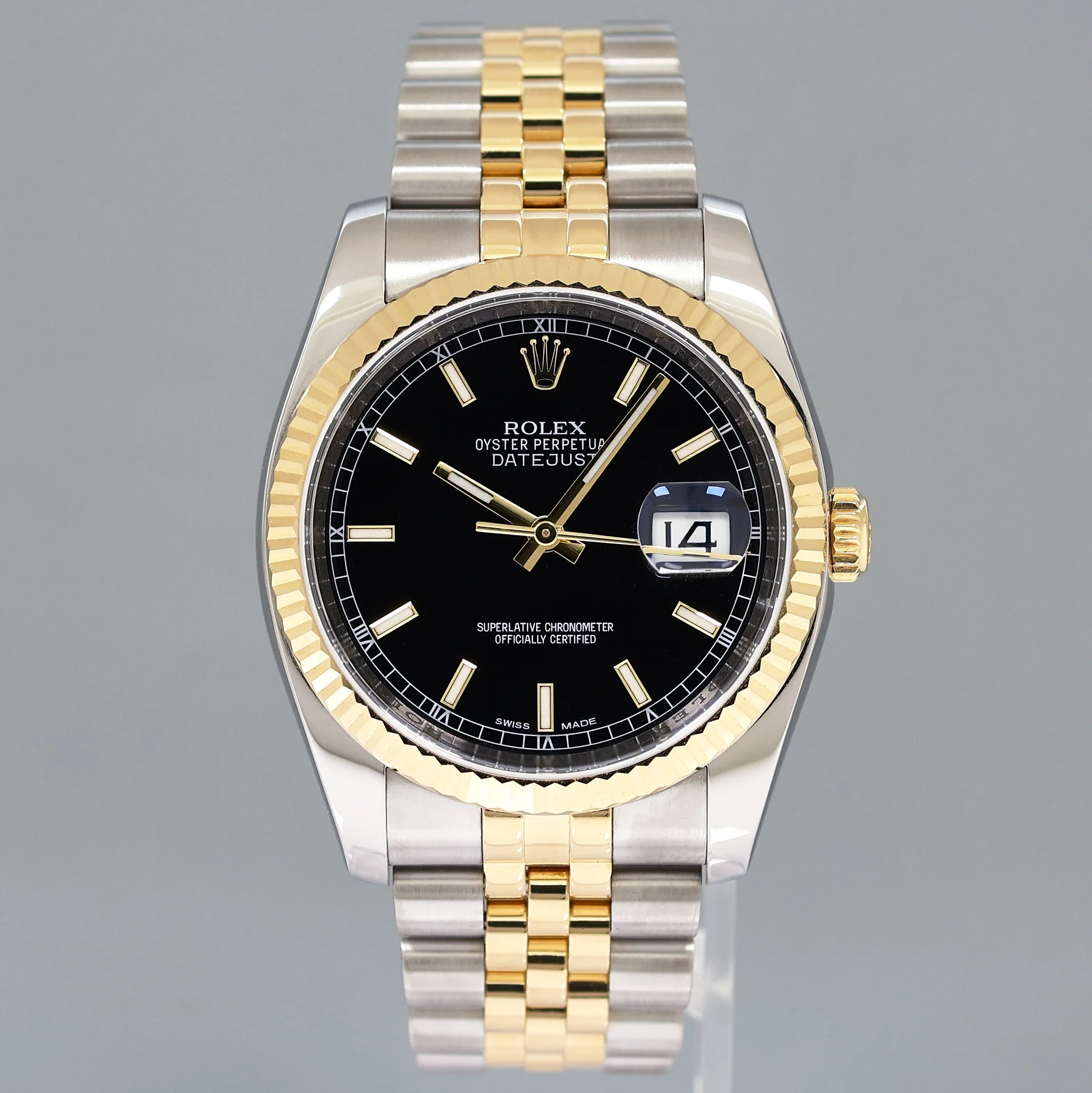 2014 MINT Rolex 116233 DateJust Two Tone Yellow Gold Steel Black Jubilee 36mm Watch - Image 2