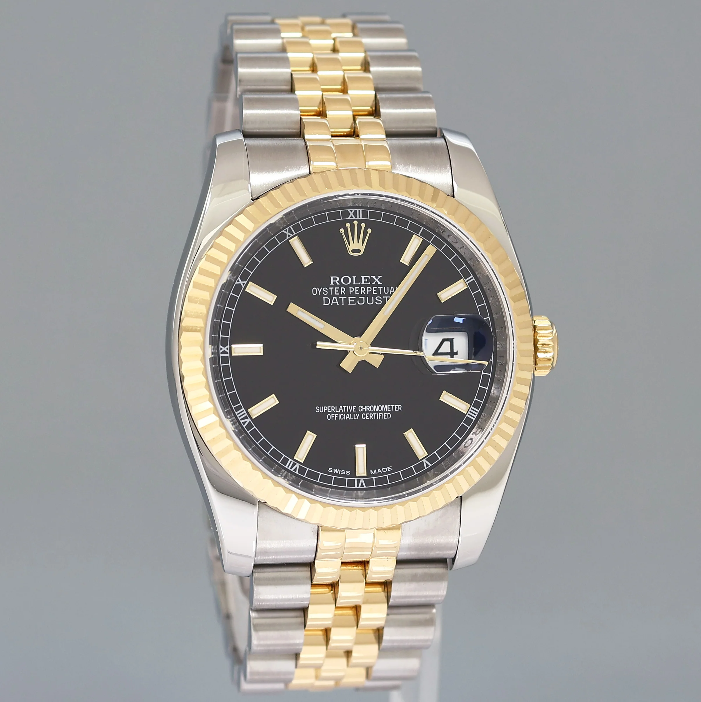 2014 MINT Rolex 116233 DateJust Two Tone Yellow Gold Steel Black Jubilee 36mm Watch - Image 3