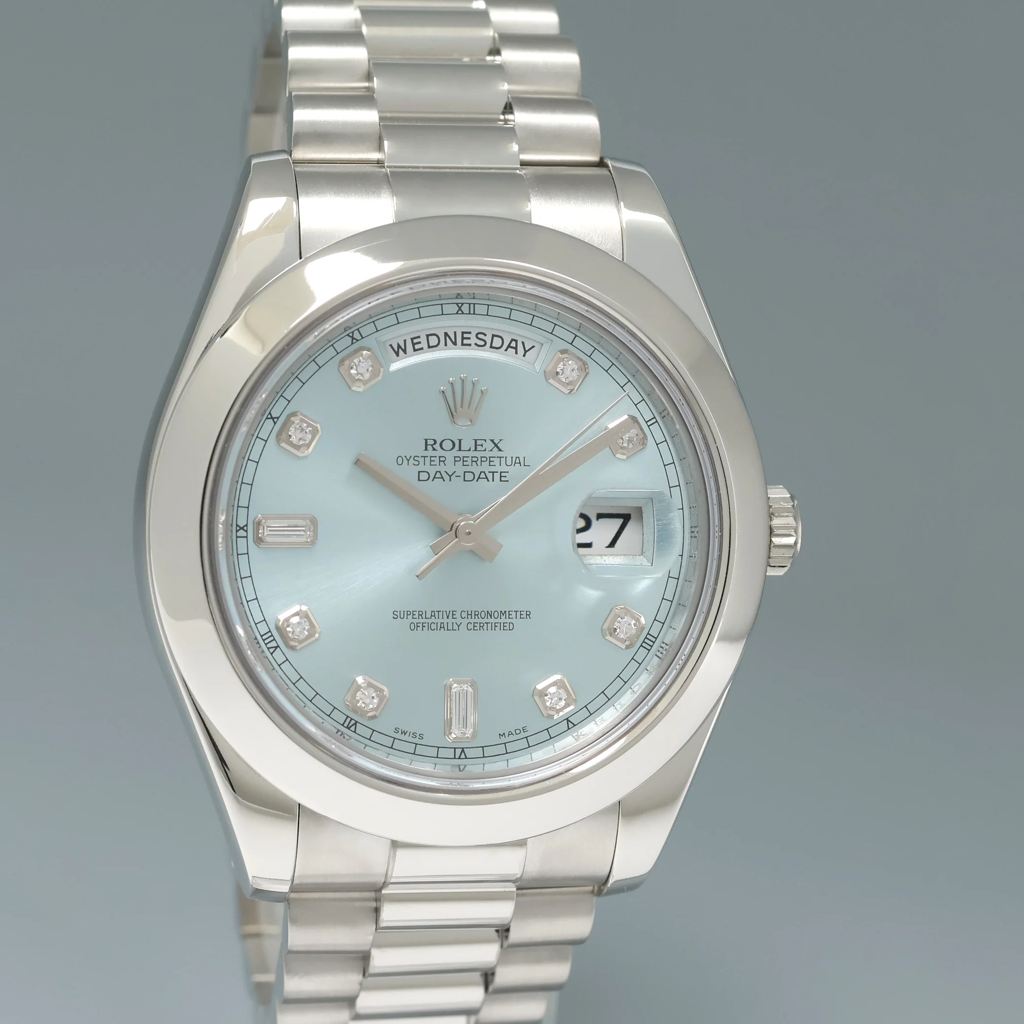 MINT Rolex Day-Date 41mm Glacier Blue Diamond Platinum President 218206 Watch - Image 3