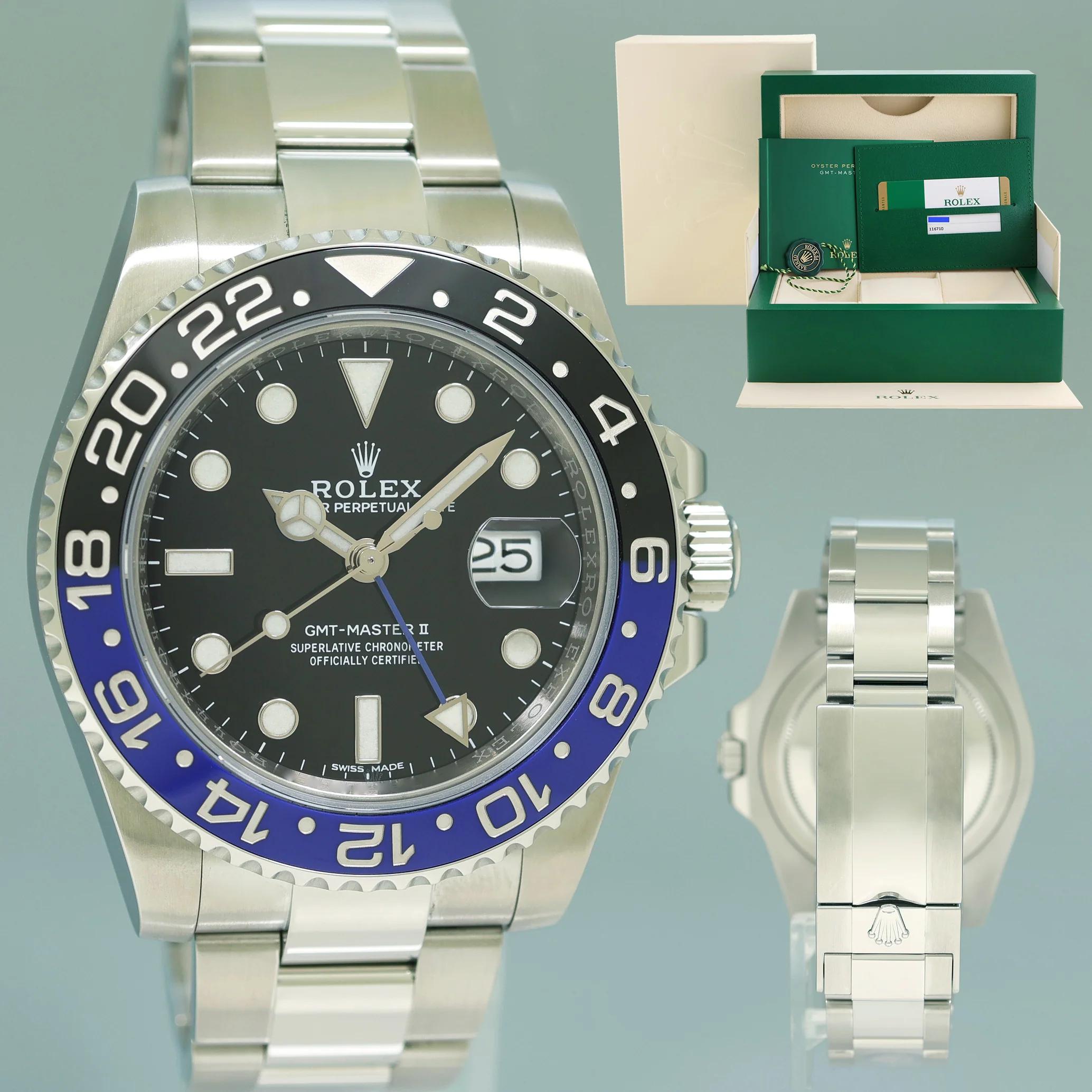 2017 MINT Papers Rolex GMT Master II 116710BLNR Steel Ceramic Batman Blue Watch