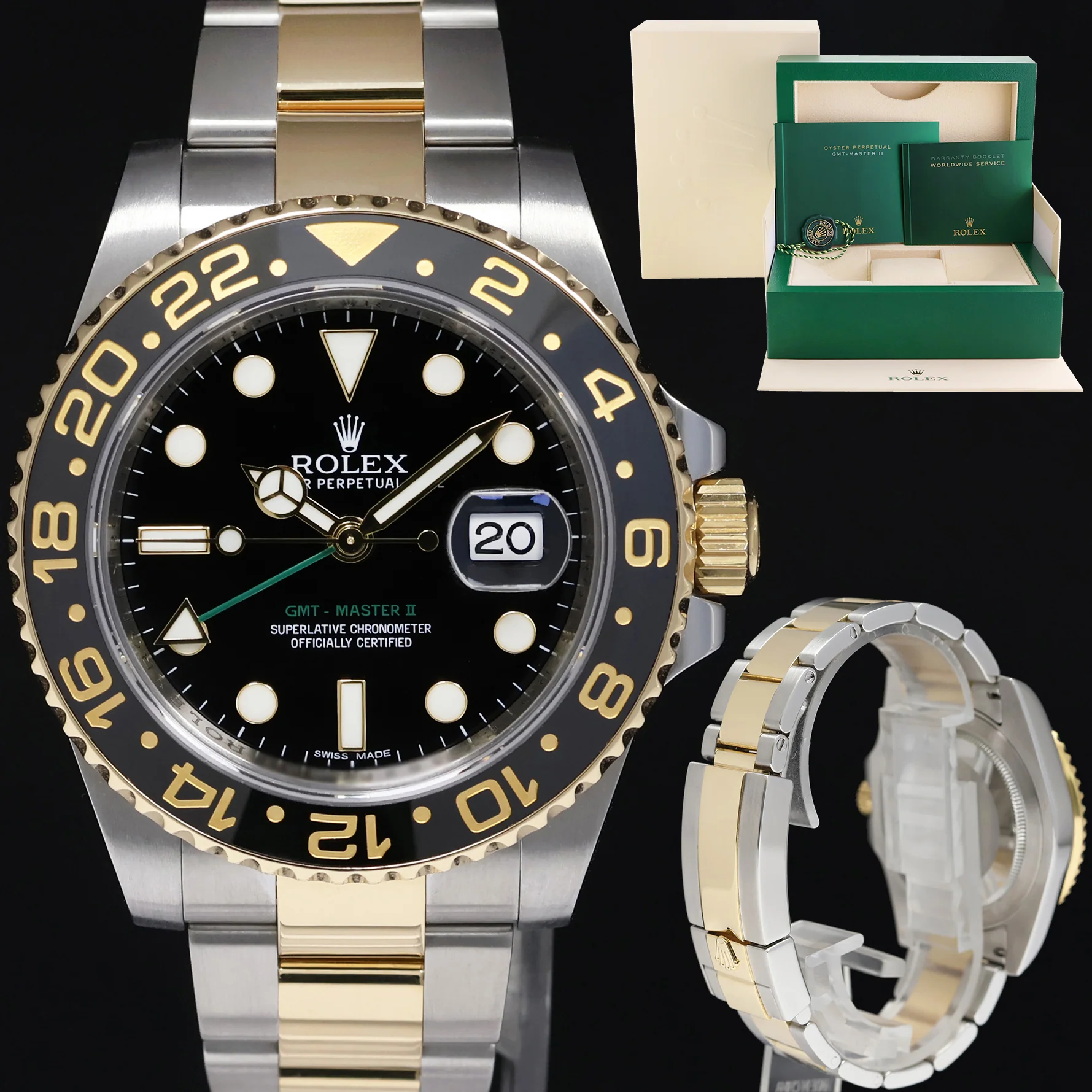 2017 MINT Rolex GMT-Master 2 Ceramic 116713 Black Two Tone Steel Gold Watch