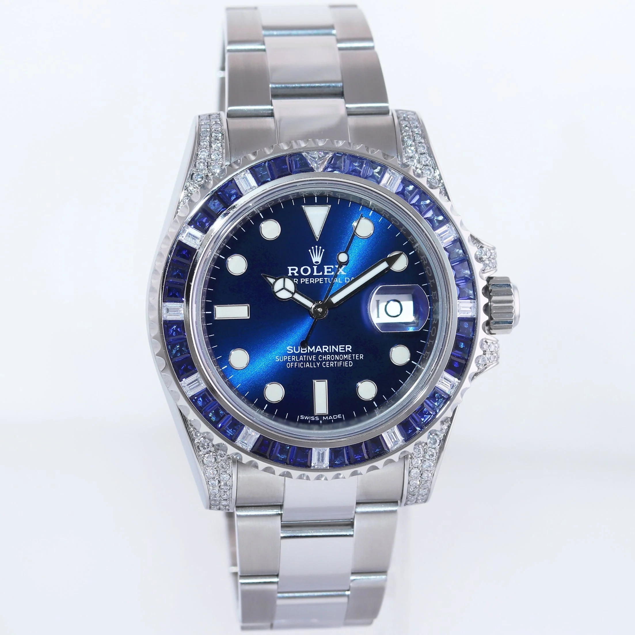 2017 MINT Rolex Submariner Date 116610 Diamond Sapphire Steel Blue Ceramic Watch - Image 3