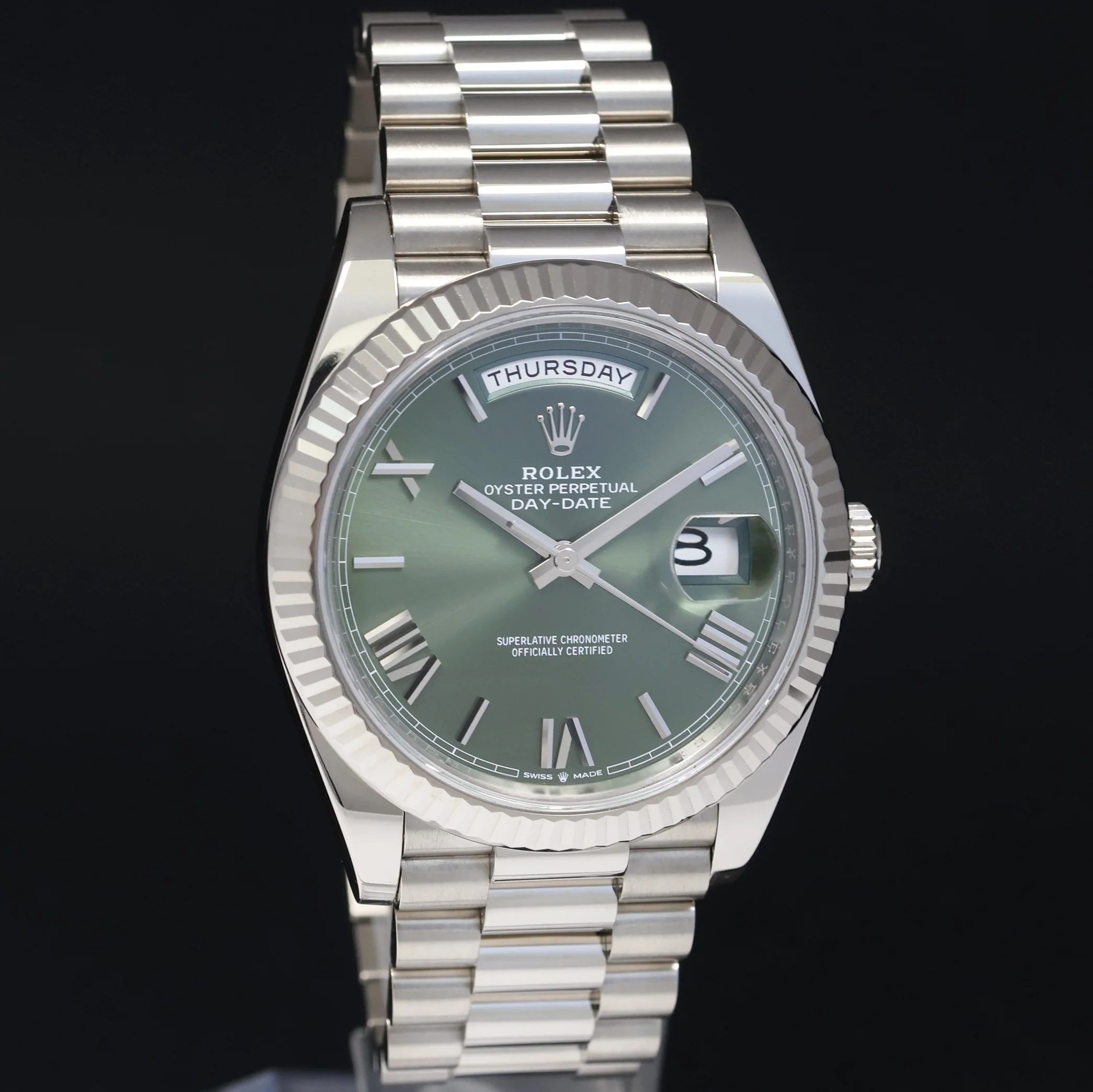 2020 NEW PAPERS Rolex Day Date 40 White Gold President GREEN OLIVE 228239 Watch - Image 3
