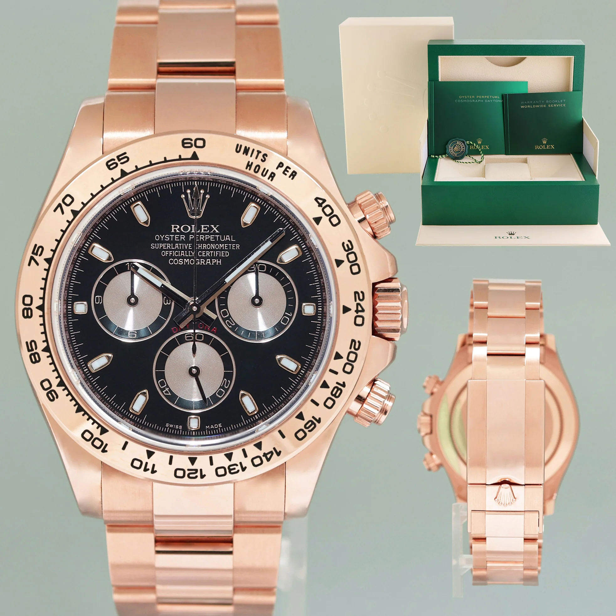2021 MINT Rolex Daytona Cosmograph Rose Gold 40mm Black 116505 Watch Box