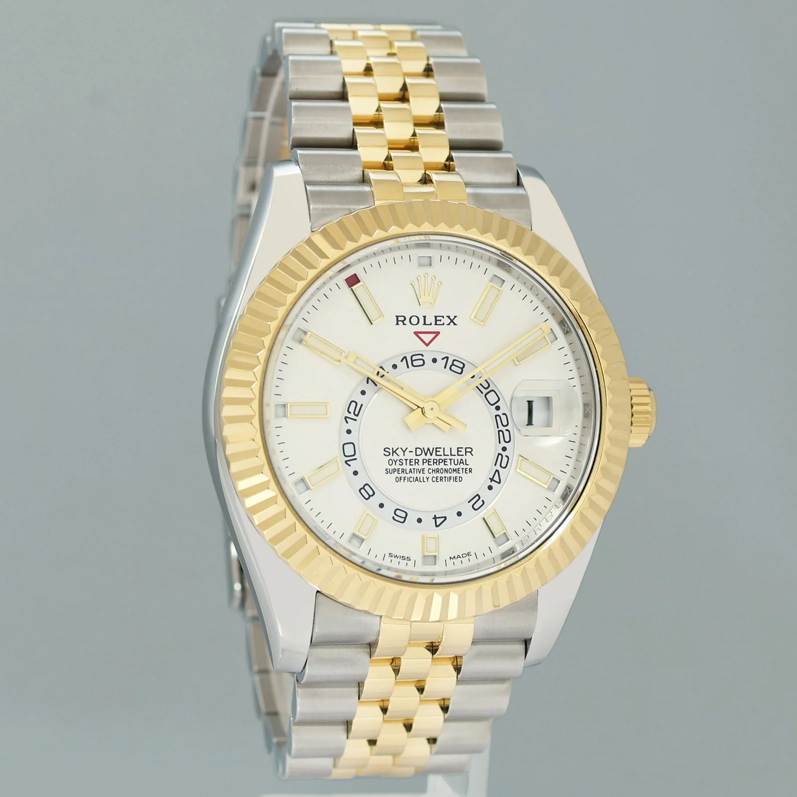 2021 NEW PAPERS Rolex 326933 Sky-Dweller 42mm White Dial Two Tone Steel Gold Jubilee Watch - Image 3