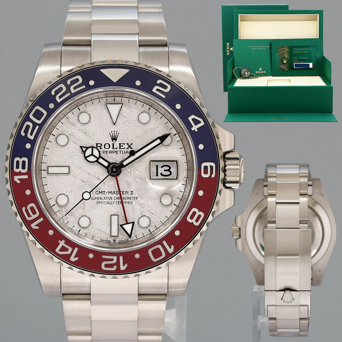 2021 NEW PAPERS Rolex GMT-Master II 126719BLRO Blue Pepsi Meteorite White Gold Watch