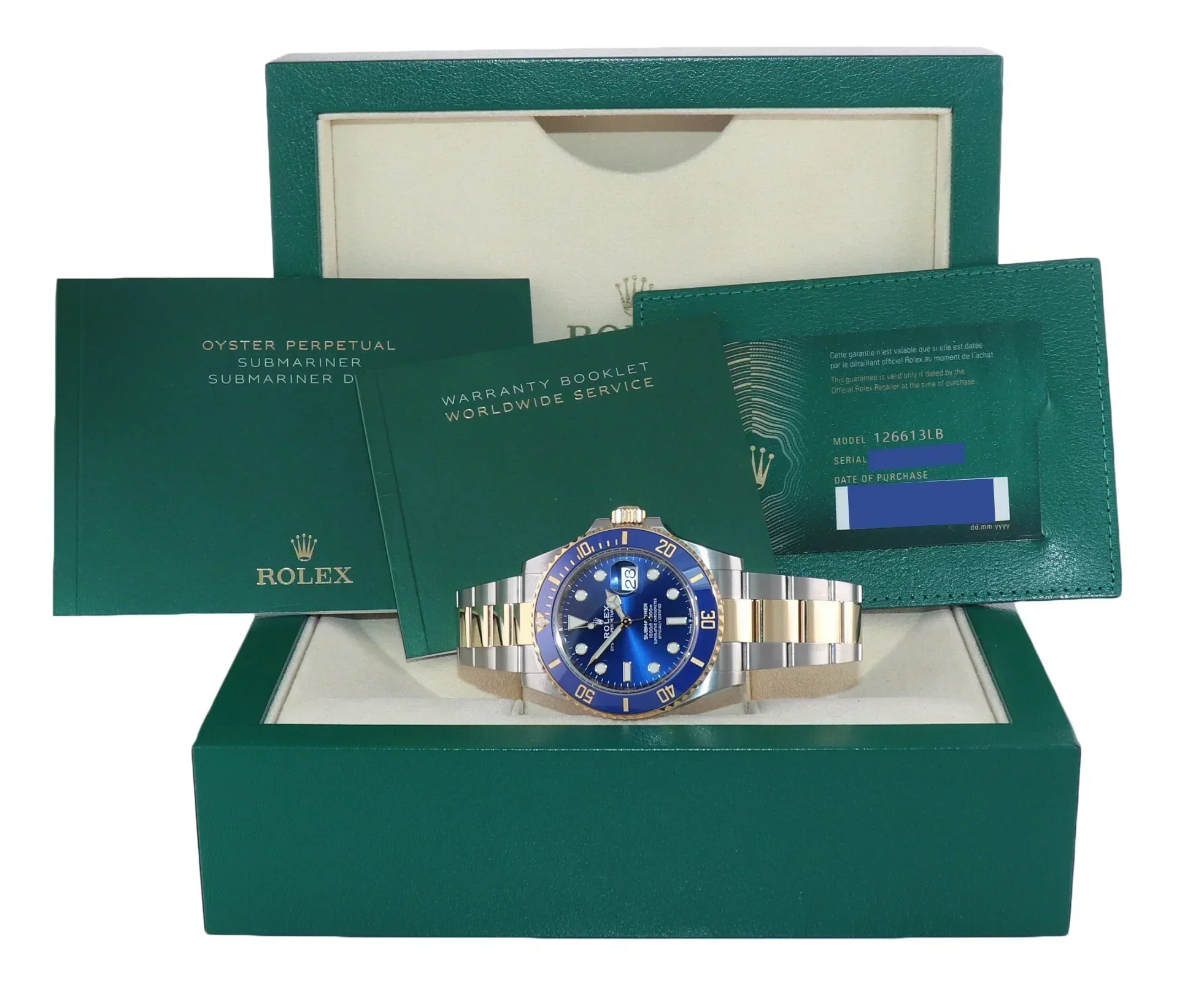 2021 NEW PAPERS Rolex Submariner 41mm Blue 126613LB Two Tone Gold Steel Watch Box - Image 7