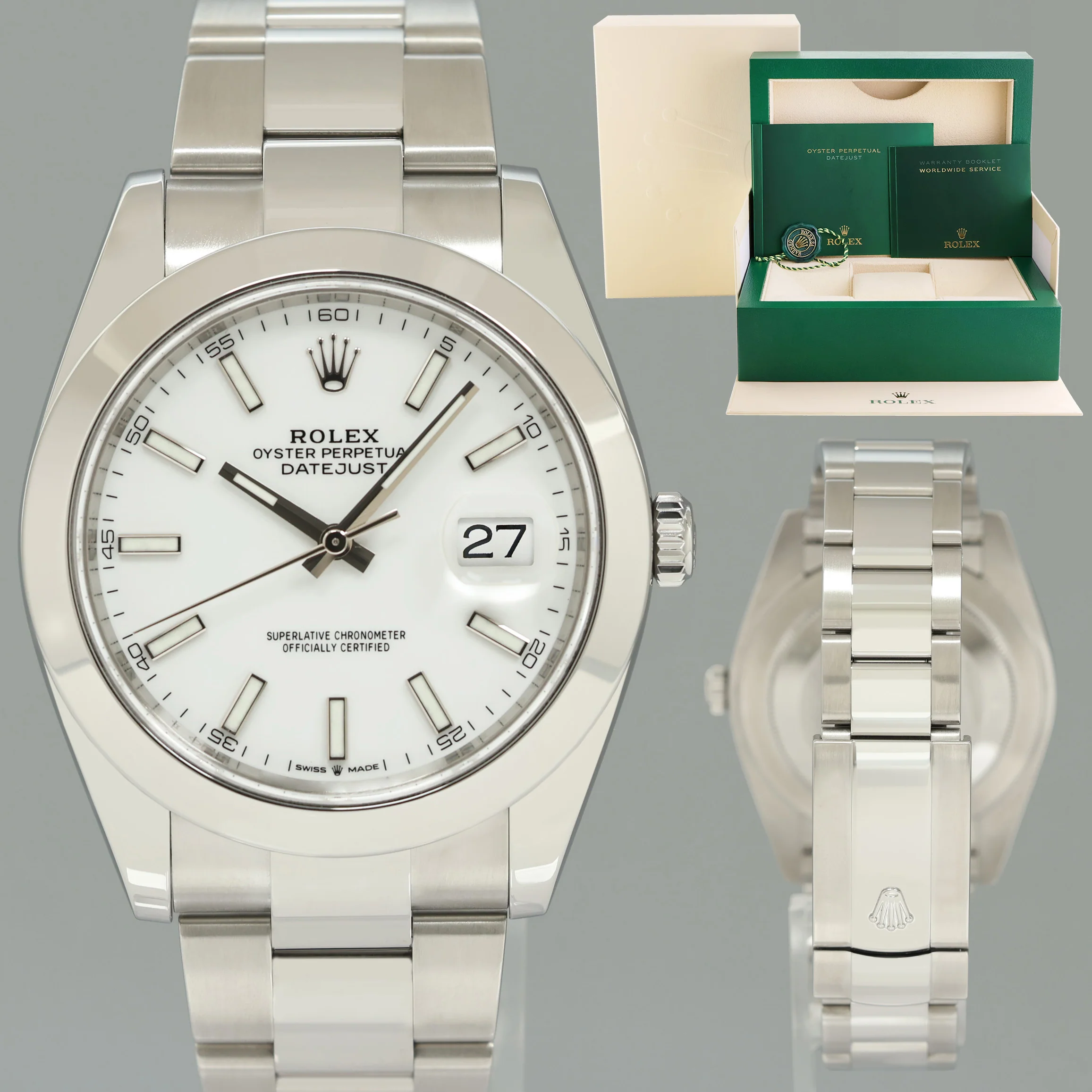 2022 MINT Rolex DateJust 41 Steel 126300 White Stick Oyster 41mm Watch Box