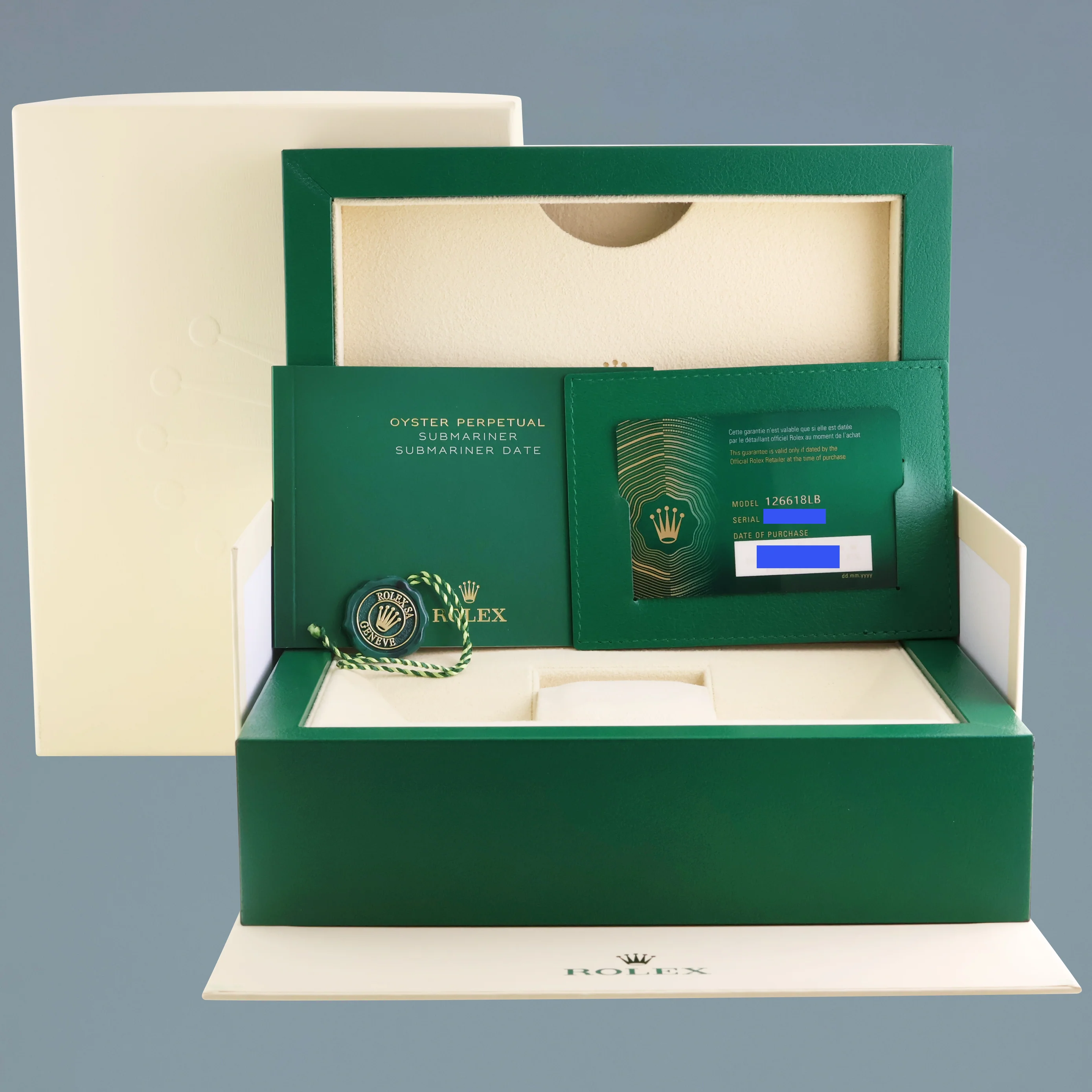 2022 NEW PAPERS Rolex 126618LB Sunburst Blue Ceramic Yellow Gold 41mm Watch Box - Image 6
