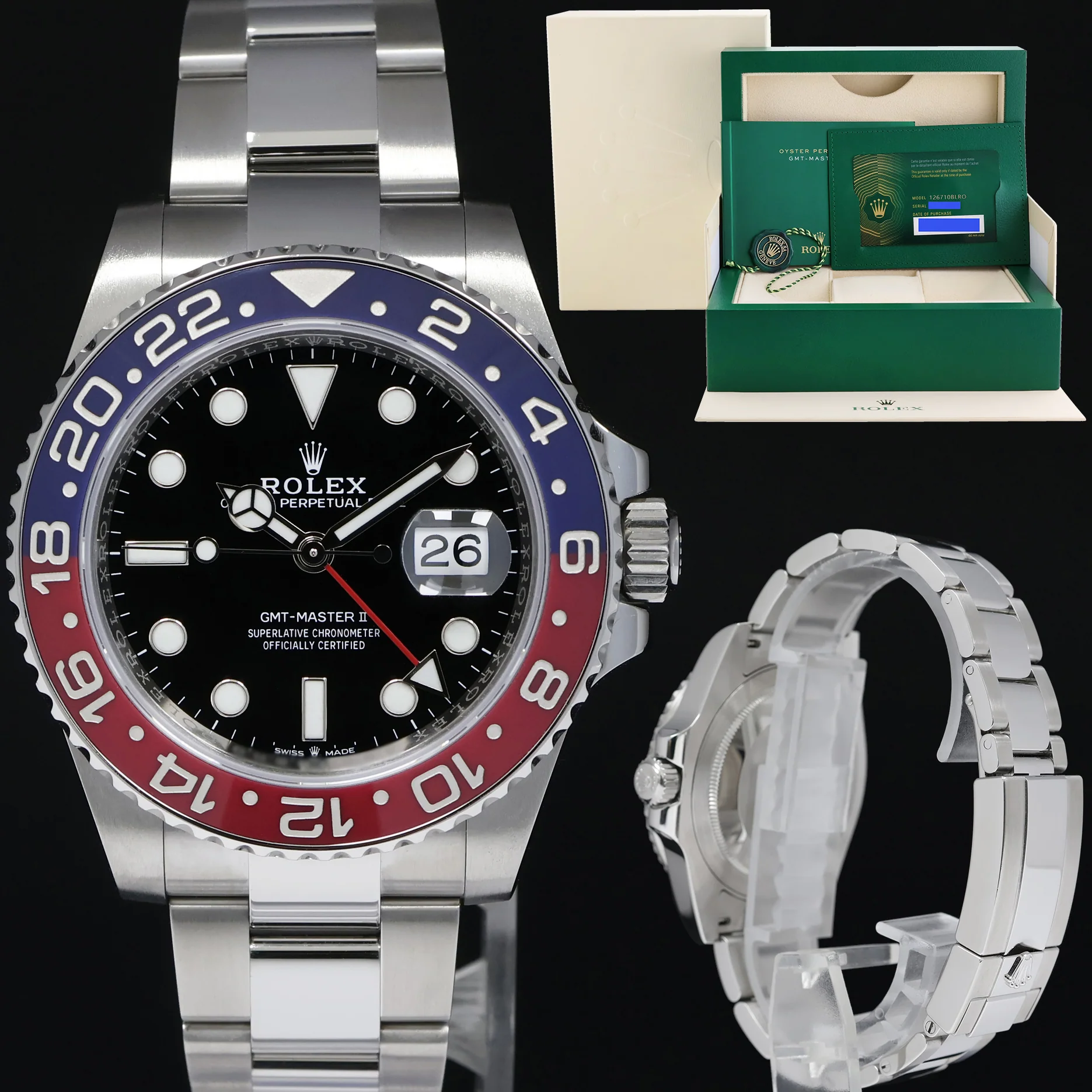 2022 NEW PAPERS Rolex 126710BLRO GMT Master II PEPSI Blue Ceramic Oyster Watch Box