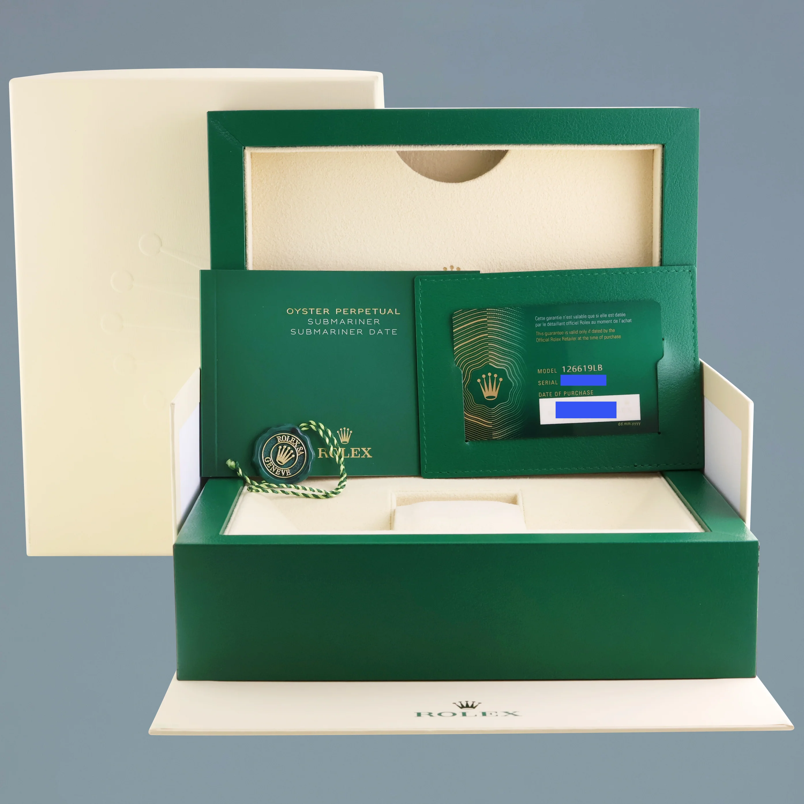 2021 NEW PAPERS Rolex 126619LB Submariner Blue Cookie Monster Gold 41mm Watch Box - Image 7