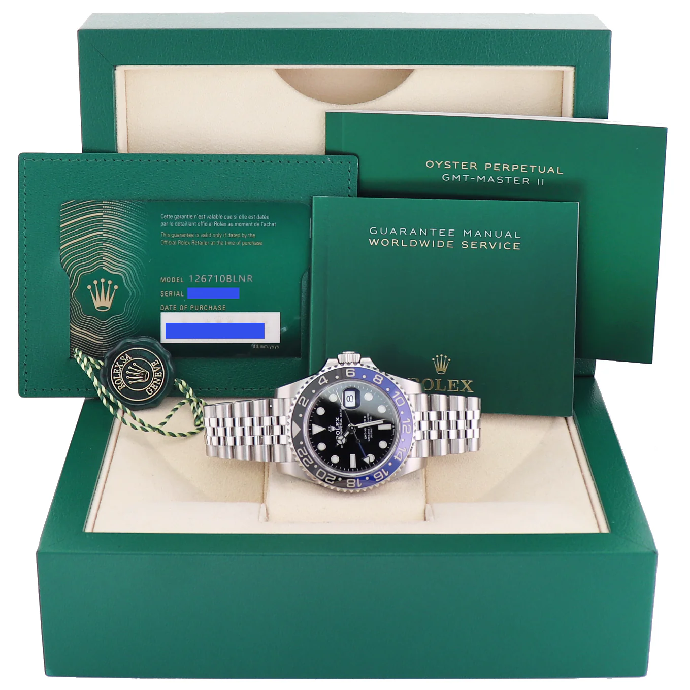2023 NEW Papers Rolex 126710BLNR GMT Master II Batman Blue Jubilee Ceramic Watch Box - Image 7