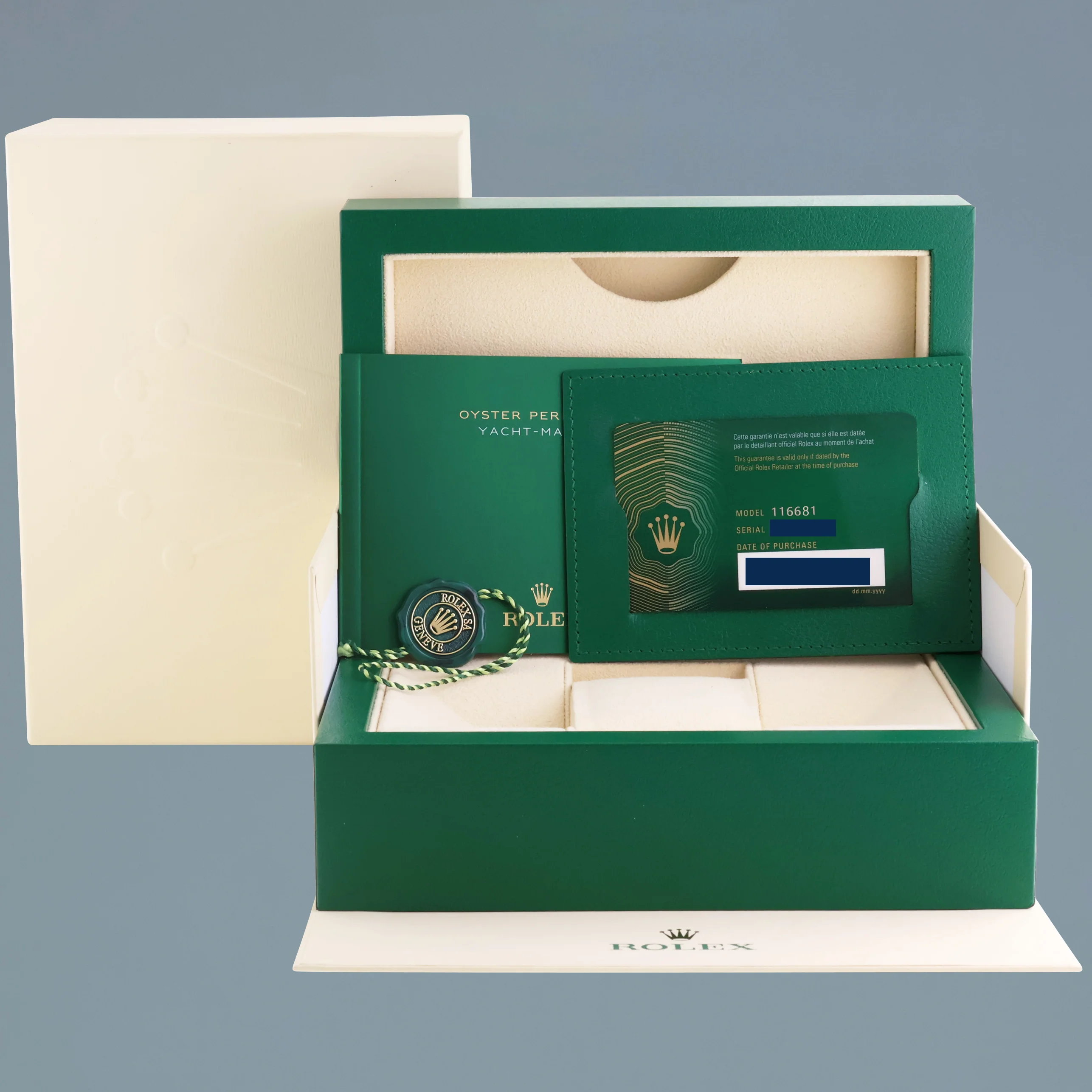 2023 NEW PAPERS Rolex Yacht-Master II 116681 Steel Everose Gold Mercedes Hands Watch Box - Image 7