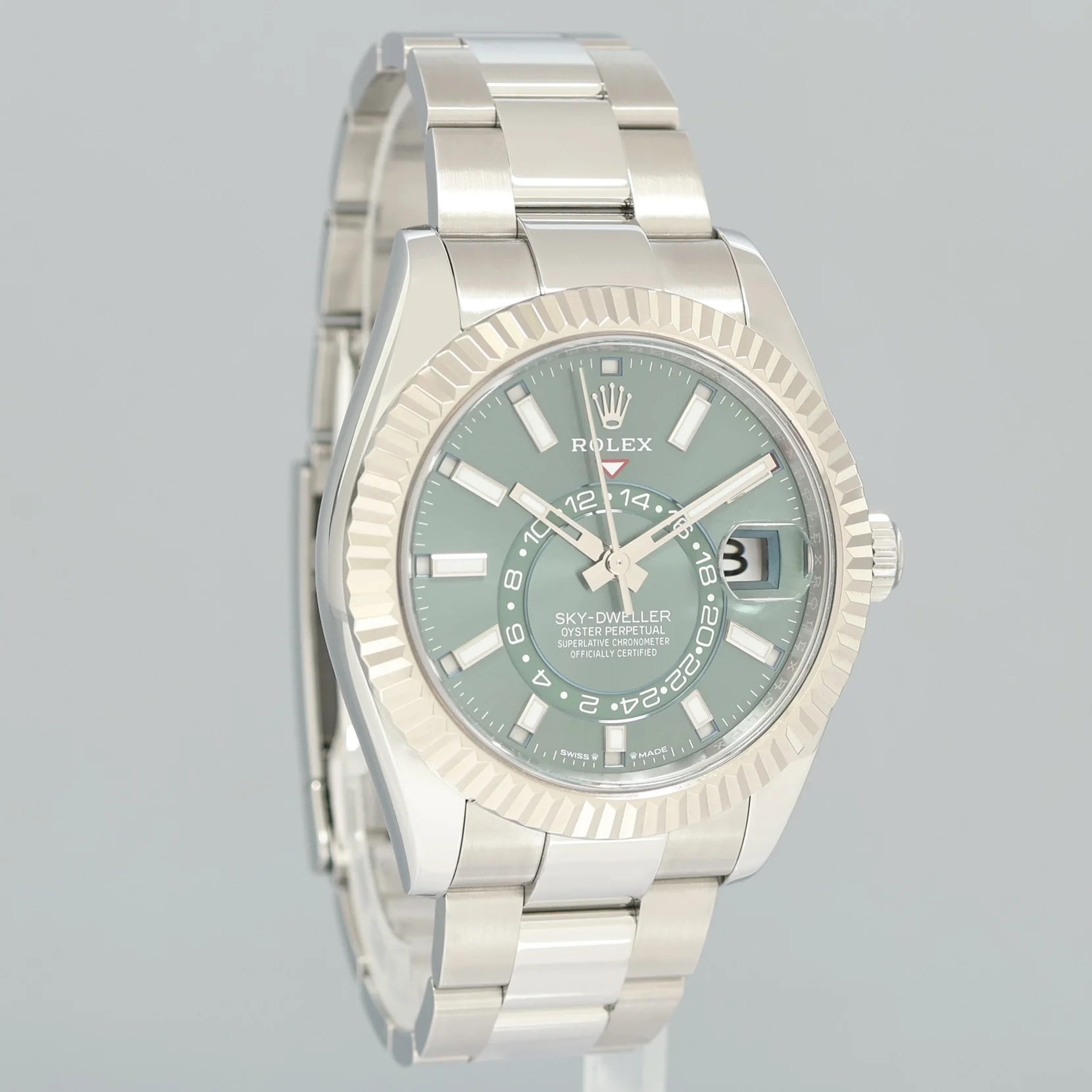 2025 NEW PAPERS Rolex 336934 Sky-Dweller Steel Green Oyster Fluted 42mm Watch Box - Image 3