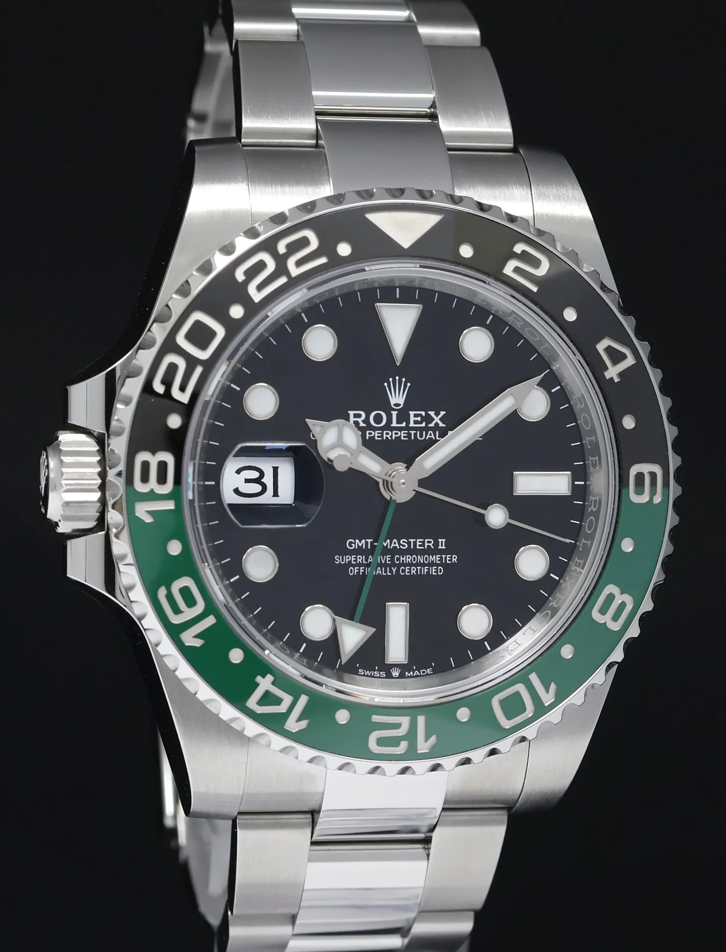 2025 NEW PAPERS Rolex GMT-Master II SPRITE Green Black Oyster Steel 126720 Watch - Image 3