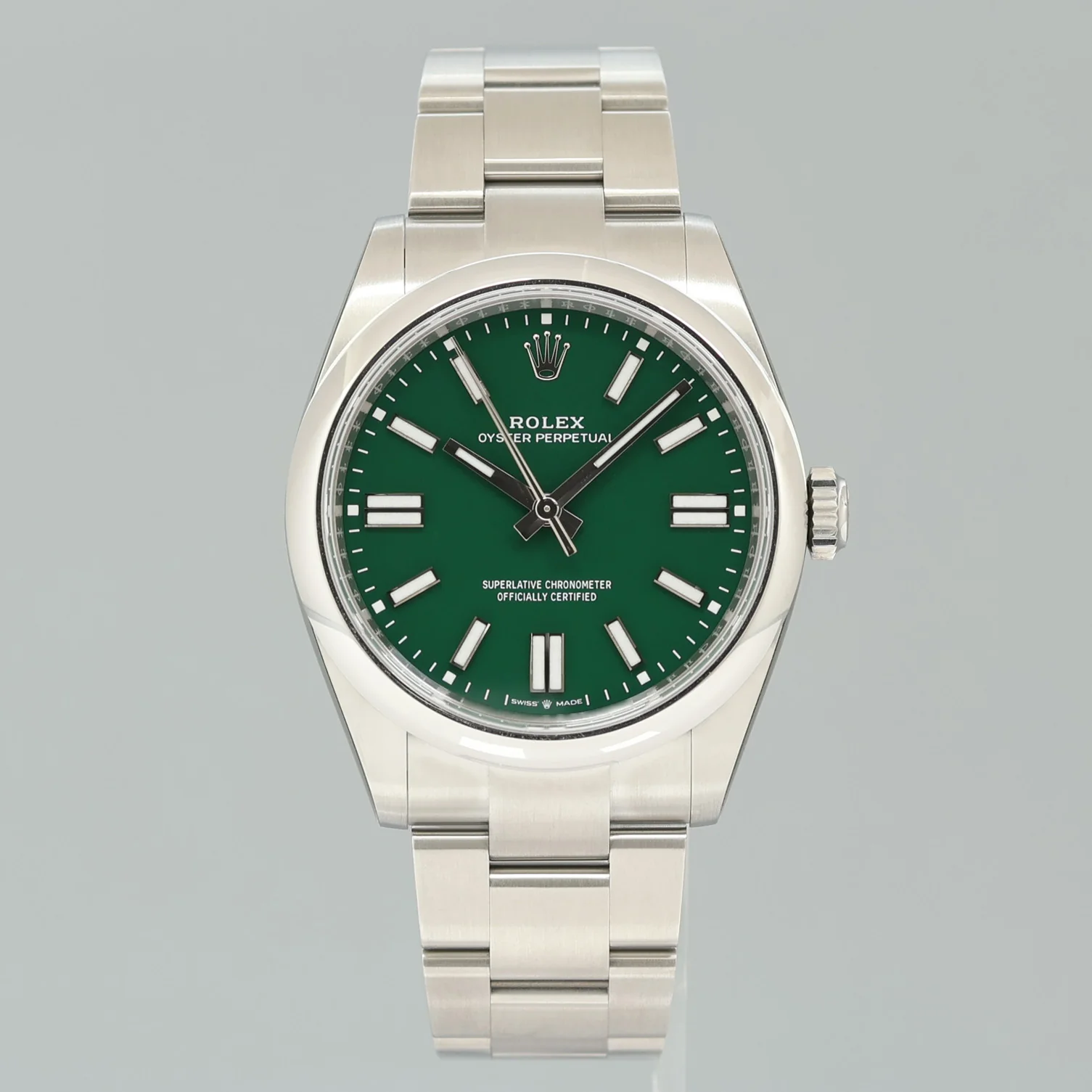 2026 NEW PAPERS Rolex 134300 Oyster Perpetual 41mm Green Stick Dial Steel Watch Box - Image 2