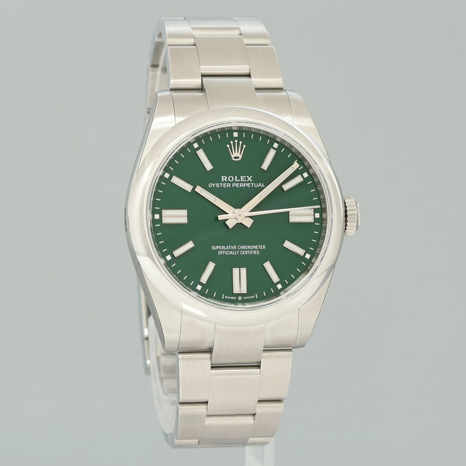 2026 NEW PAPERS Rolex 134300 Oyster Perpetual 41mm Green Stick Dial Steel Watch Box - Image 3