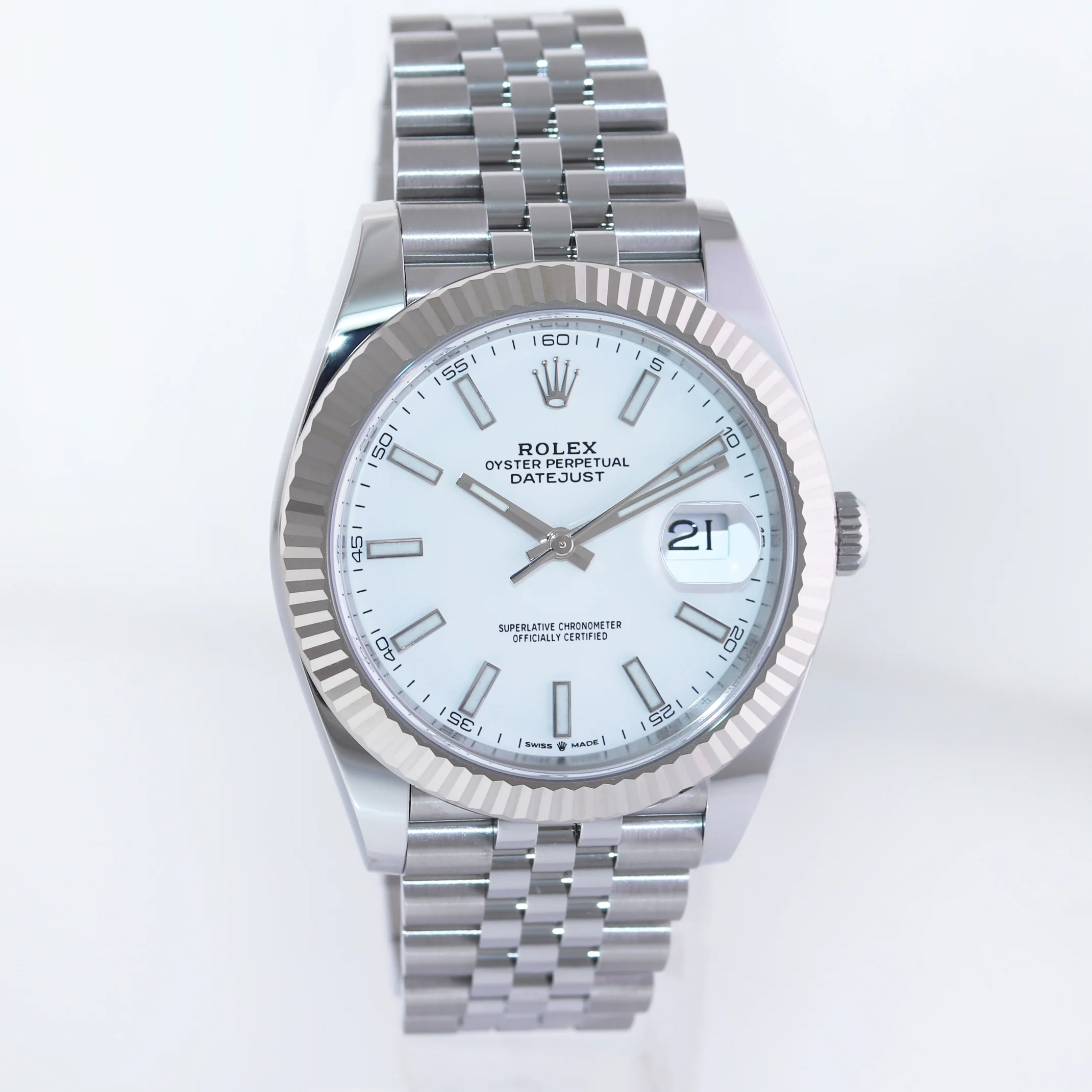 2026 NEW PAPERS Rolex DateJust 41 White Stick 126334 Steel Fluted Gold Jubilee Watch Box - Image 3