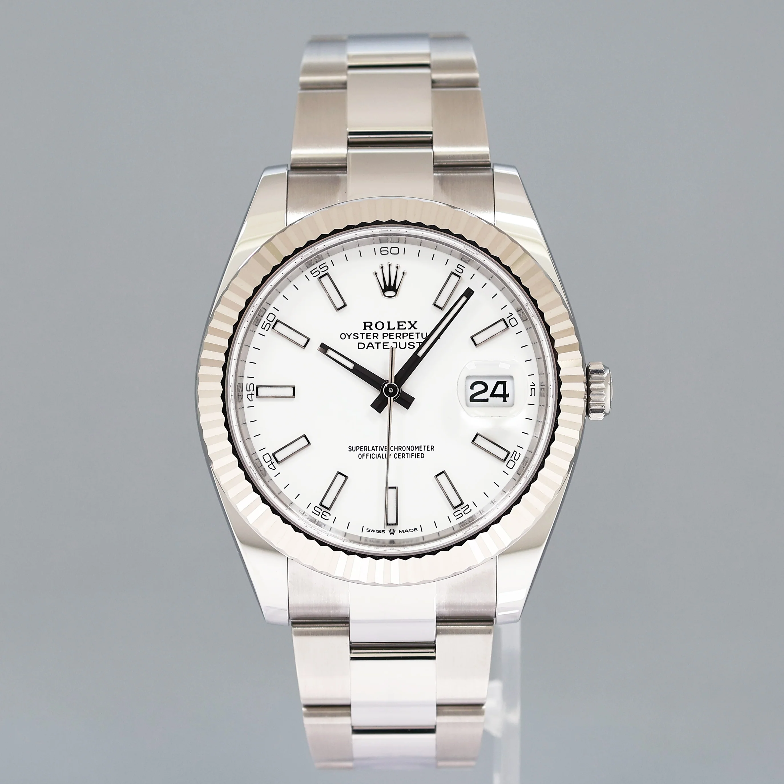 2026 NEW PAPERS Rolex DateJust 41 White Stick Oyster White Gold Fluted 126334 Watch - Image 2