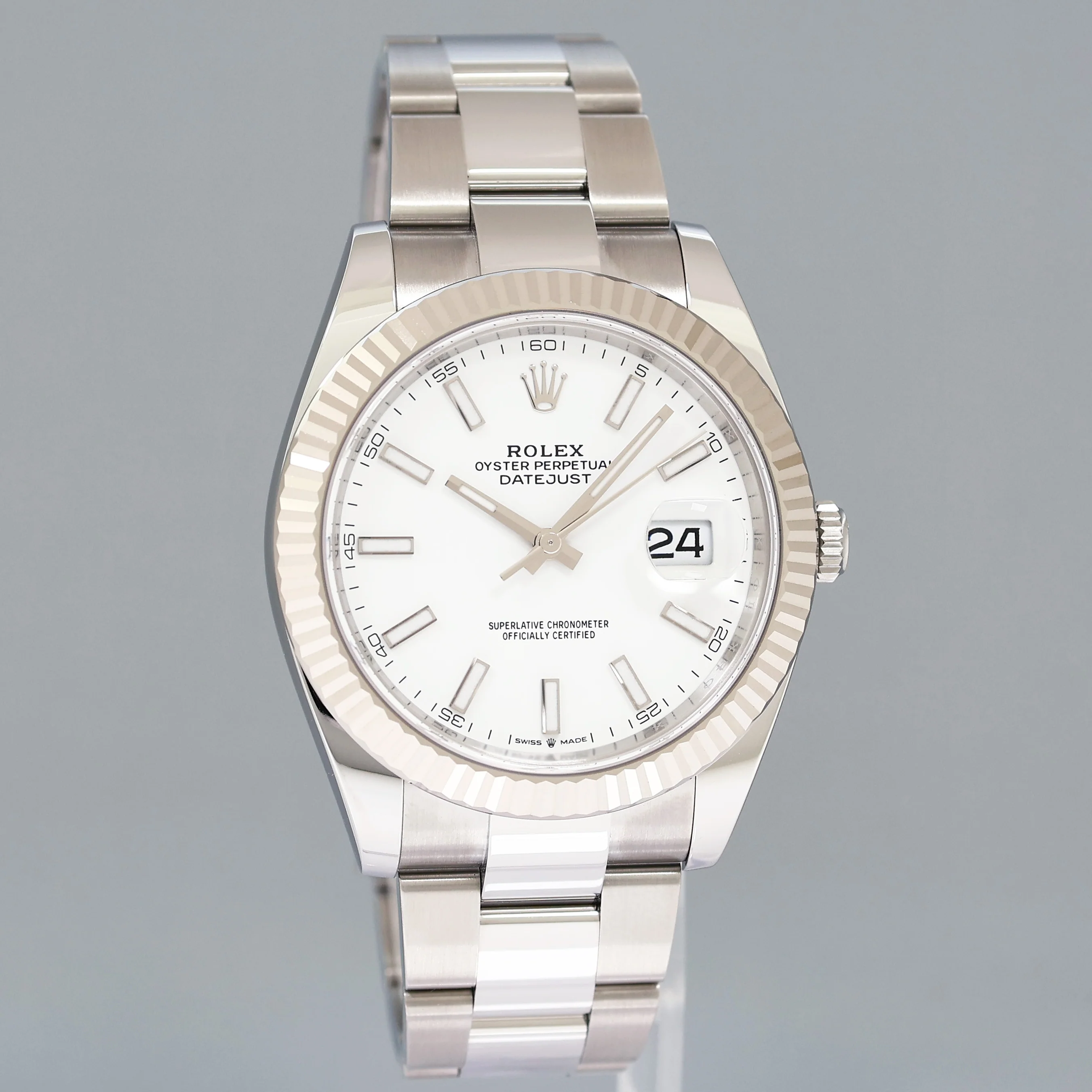 2026 NEW PAPERS Rolex DateJust 41 White Stick Oyster White Gold Fluted 126334 Watch - Image 3