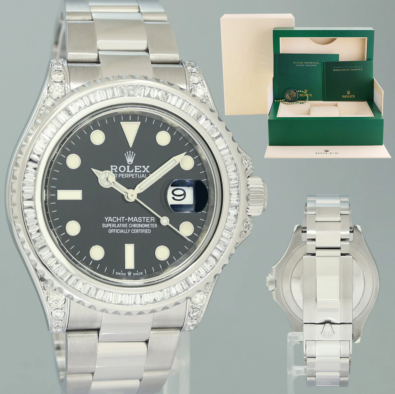 DIAMOND MINT 2010 Rolex Yacht-Master 116622 Steel 40mm Black Dial Watch Box