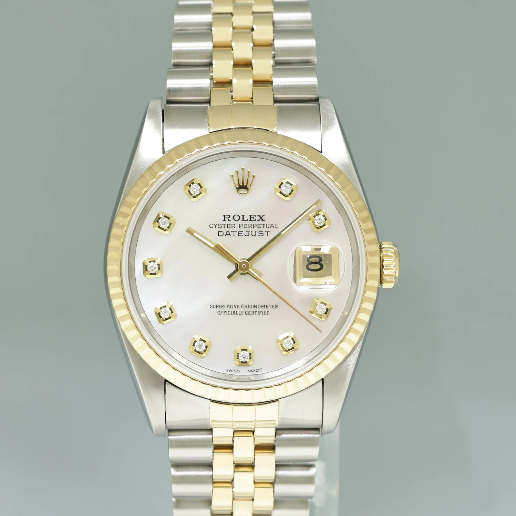 DIAMOND Pearl Rolex DateJust 16233 Two-Tone Yellow Gold Jubilee Watch Box - Image 2