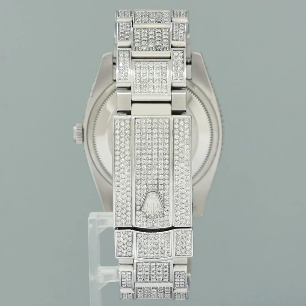 DIAMOND Rolex Oyster 115200 Pave Diamond Oyster Perpetual Date 34mm Steel Watch Box - Image 5