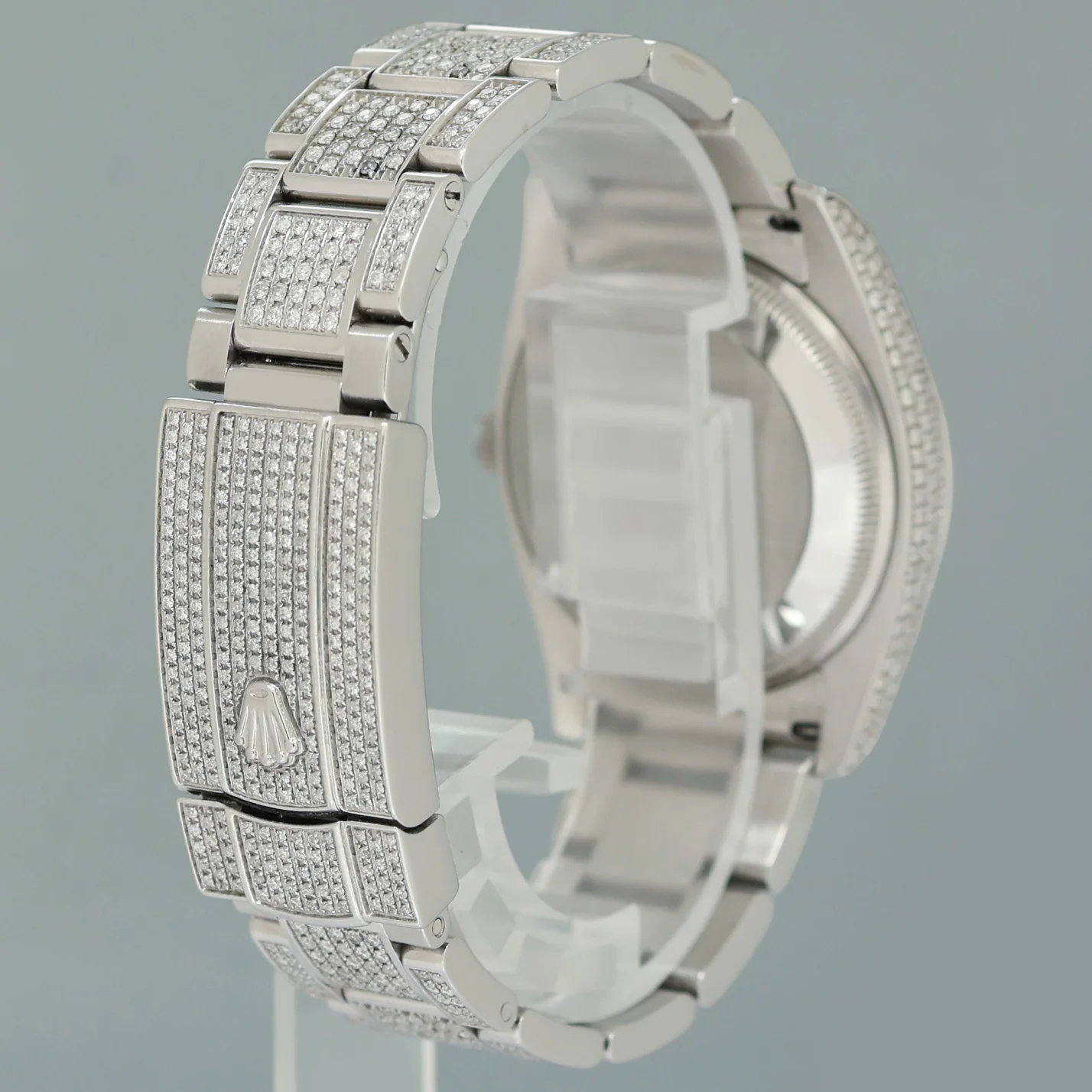 DIAMOND Rolex Oyster 115200 Pave Diamond Oyster Perpetual Date 34mm Steel Watch Box - Image 6