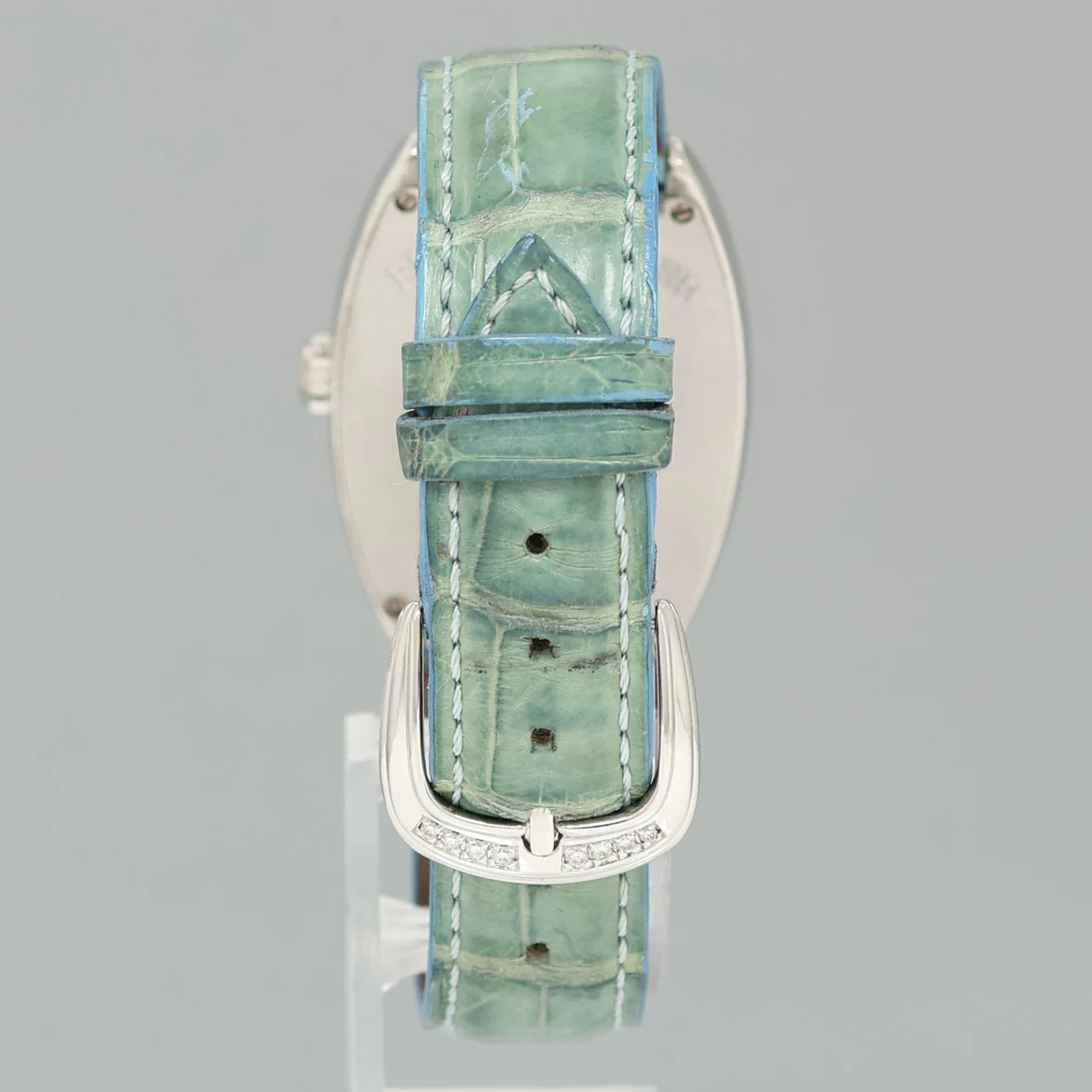 Ladies Franck Muller 18k White Gold Diamond Blue Dial Heart Design Leather Band Watch - Image 5