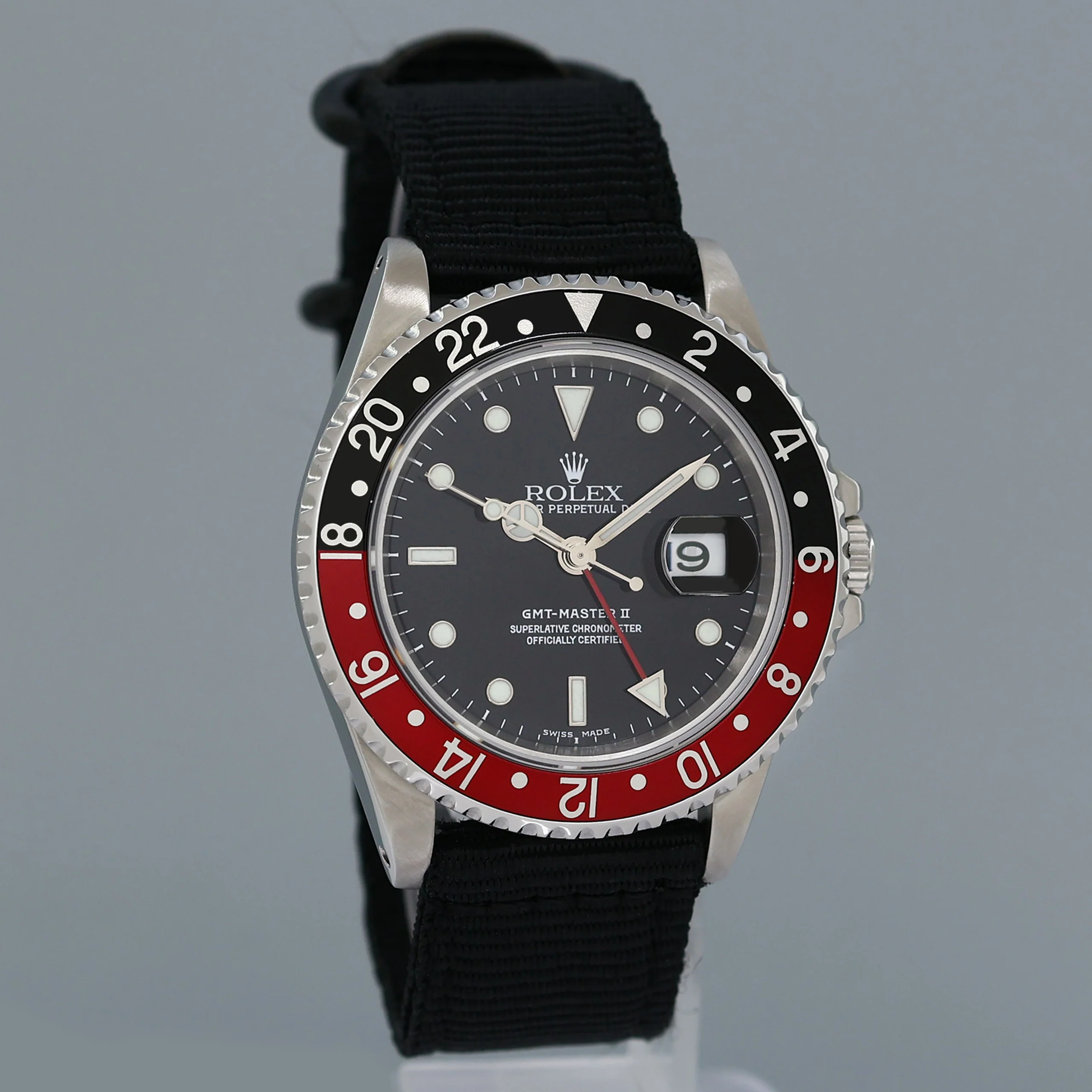 2001 Rolex GMT-Master 2 Coke Black Red 40mm Steel 16710 Nato Watch Box - Image 3