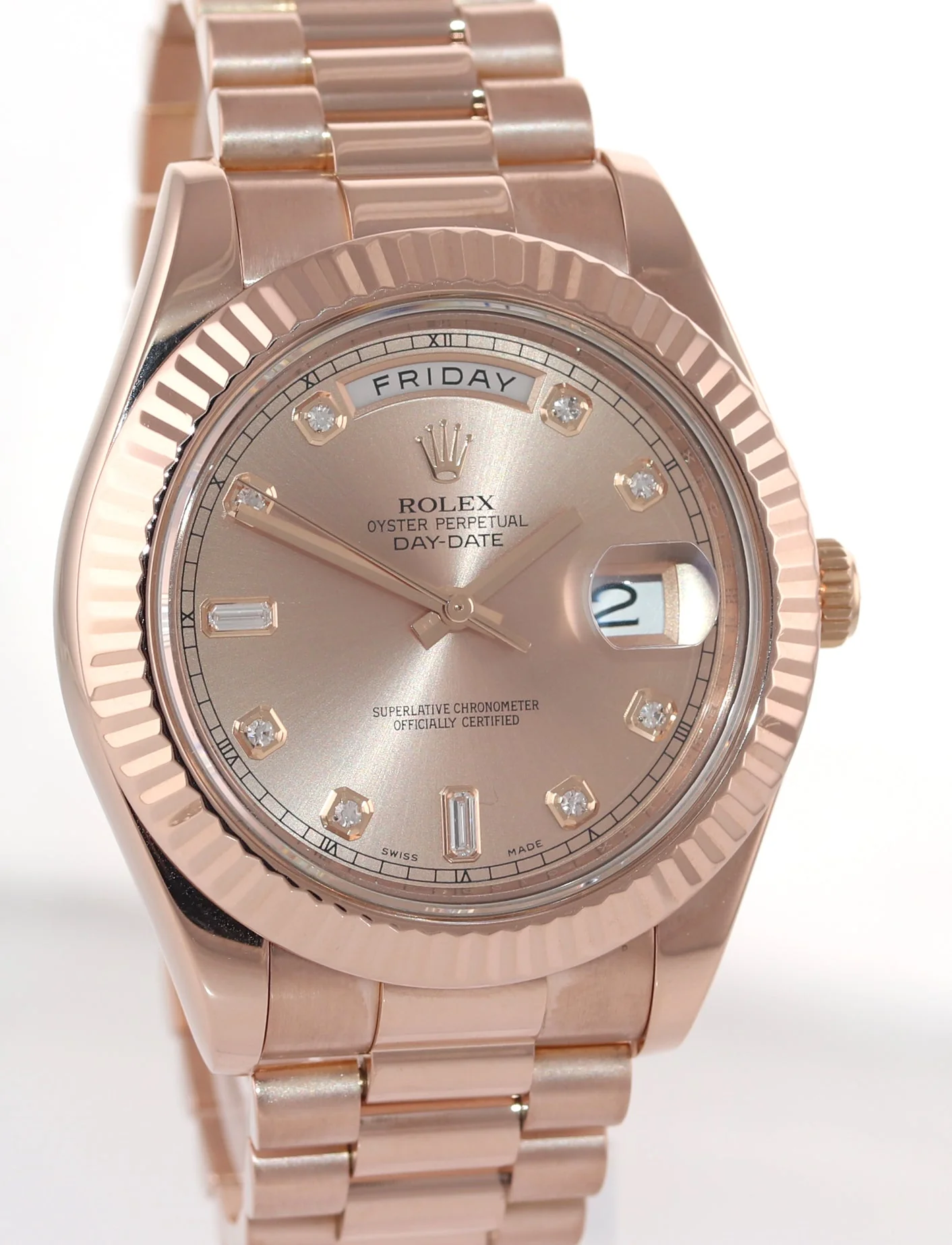 MINT 2009 Rolex 218235 Day Date II President 18k Everose Gold Diamond 41mm Watch Box - Image 3