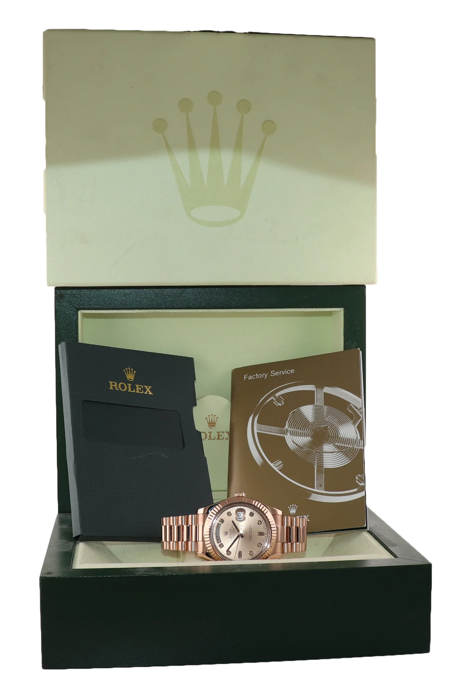 MINT 2009 Rolex 218235 Day Date II President 18k Everose Gold Diamond 41mm Watch Box - Image 7