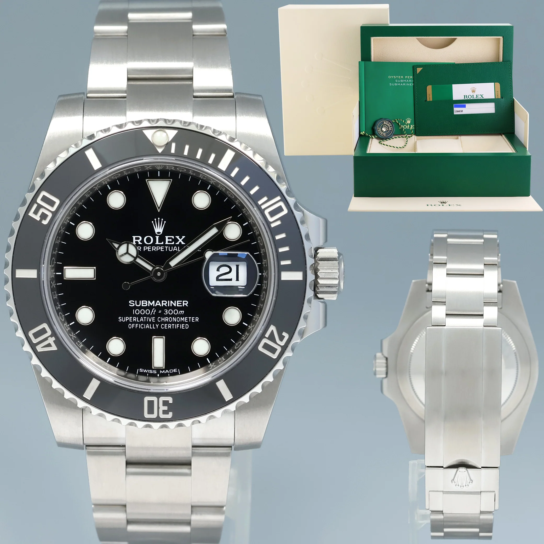 MINT 2017 PAPERS 116610LN Rolex Submariner Date Steel 40mm Black Dial Ceramic Watch