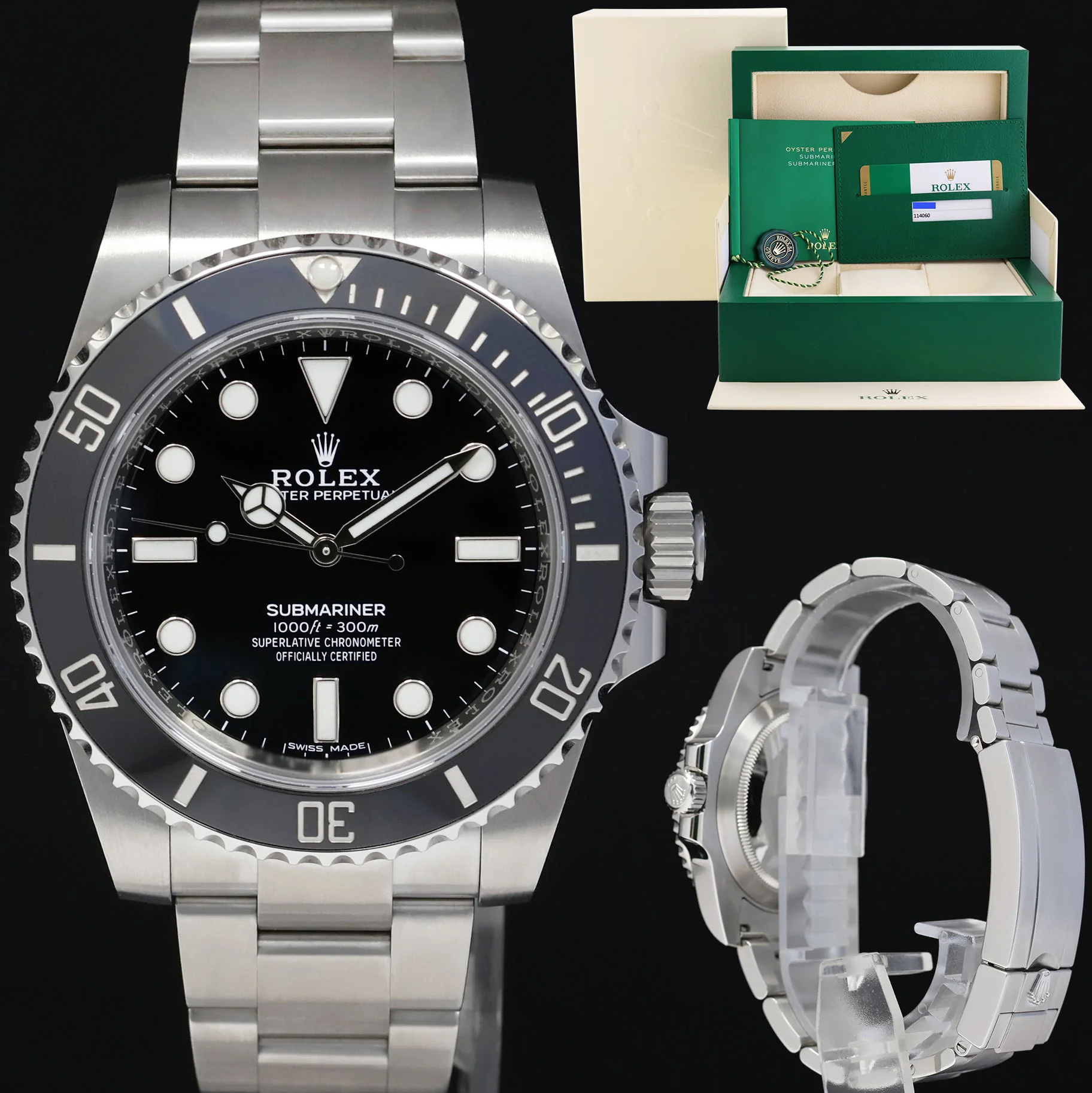 MINT 2018 PAPERS Rolex 114060LN Submariner No Date Steel Black Ceramic Watch Box
