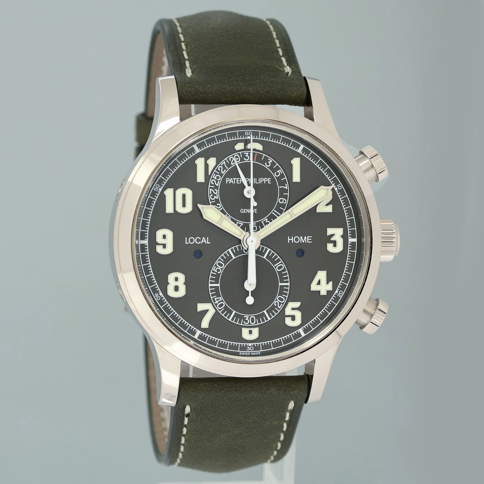 2024 New PAPERS Patek Philippe 5924G Green White Gold Travel Time Leather 42mm Watch - Image 3