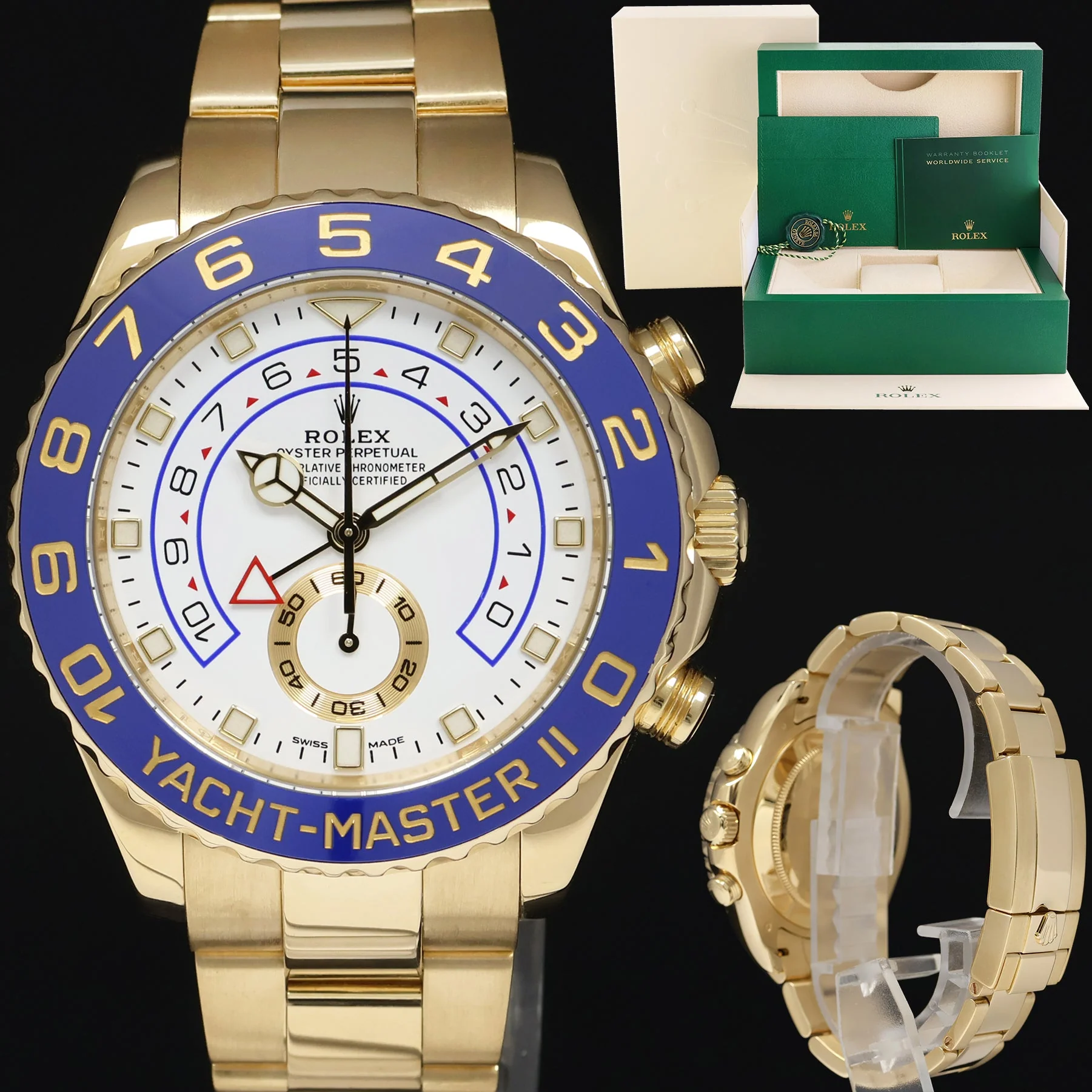 MINT 2022 MERCEDES HANDS Rolex Yacht-Master 2 Yellow Gold 44mm 116688 Watch Box