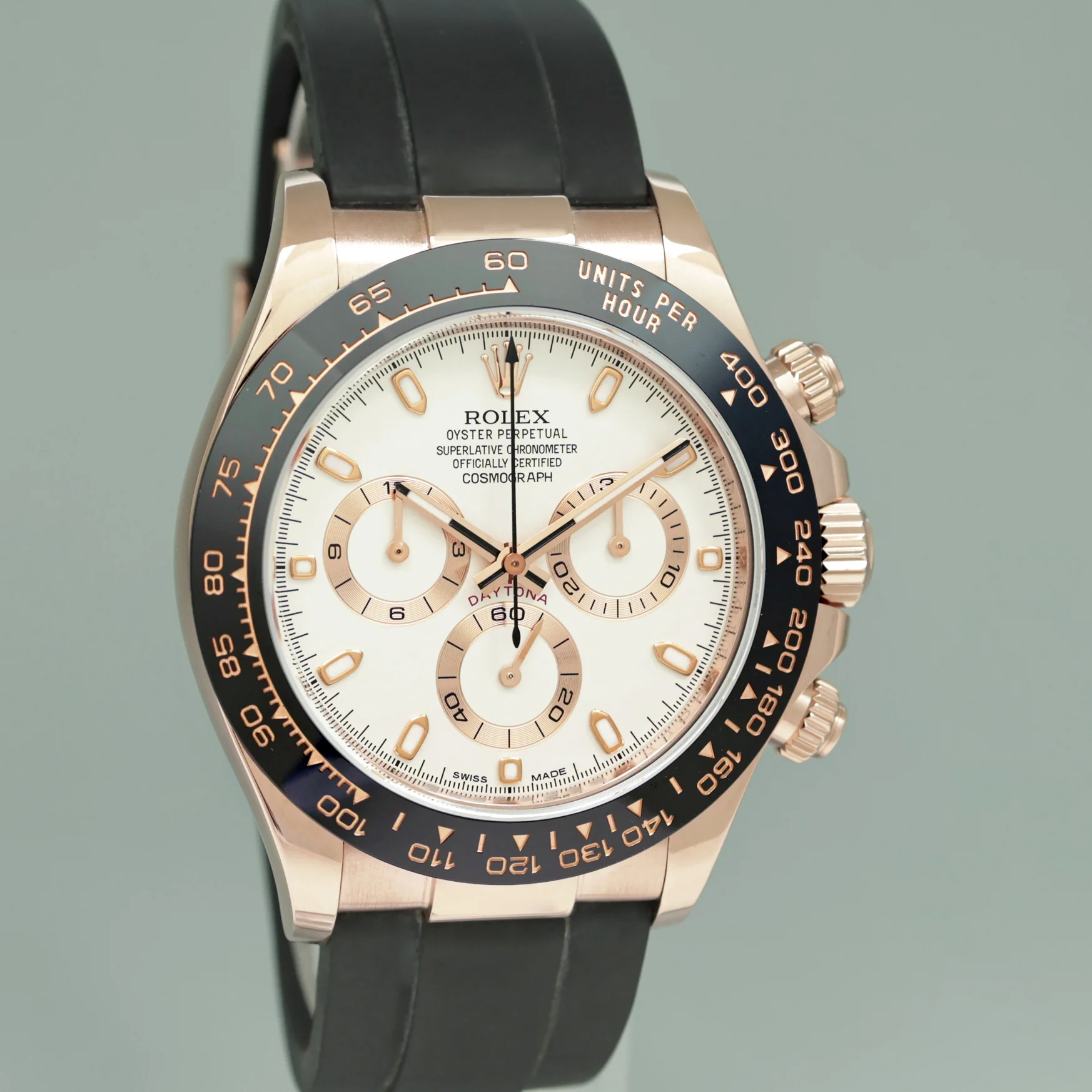 MINT PAPERS Rolex 116515LN Oysterflex Daytona Rose Gold Ivory Dial Ceramic Watch Box - Image 3