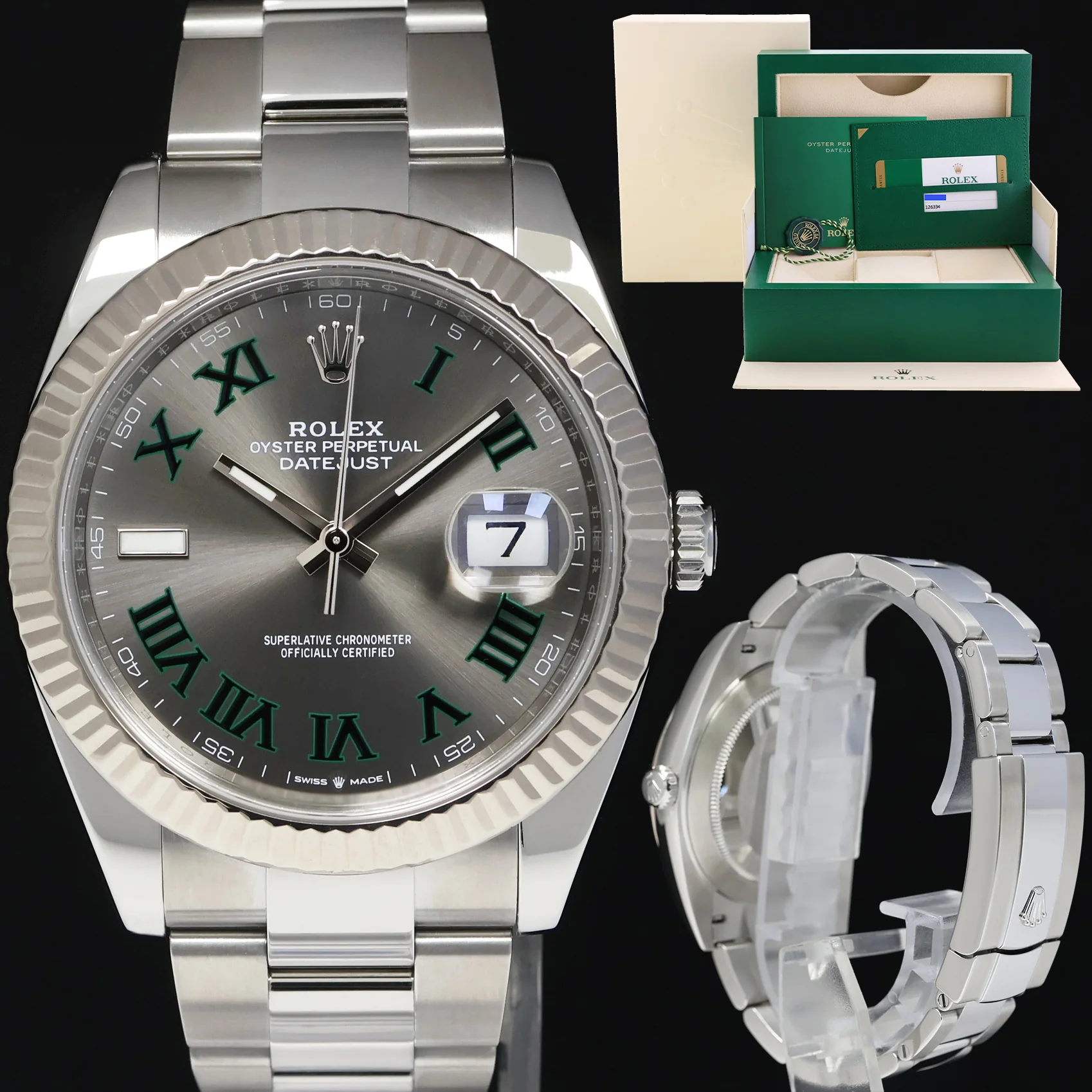 MINT PAPERS Rolex 126334 DateJust 41 Wimbledon Dial Fluted Oyster Band Watch Box