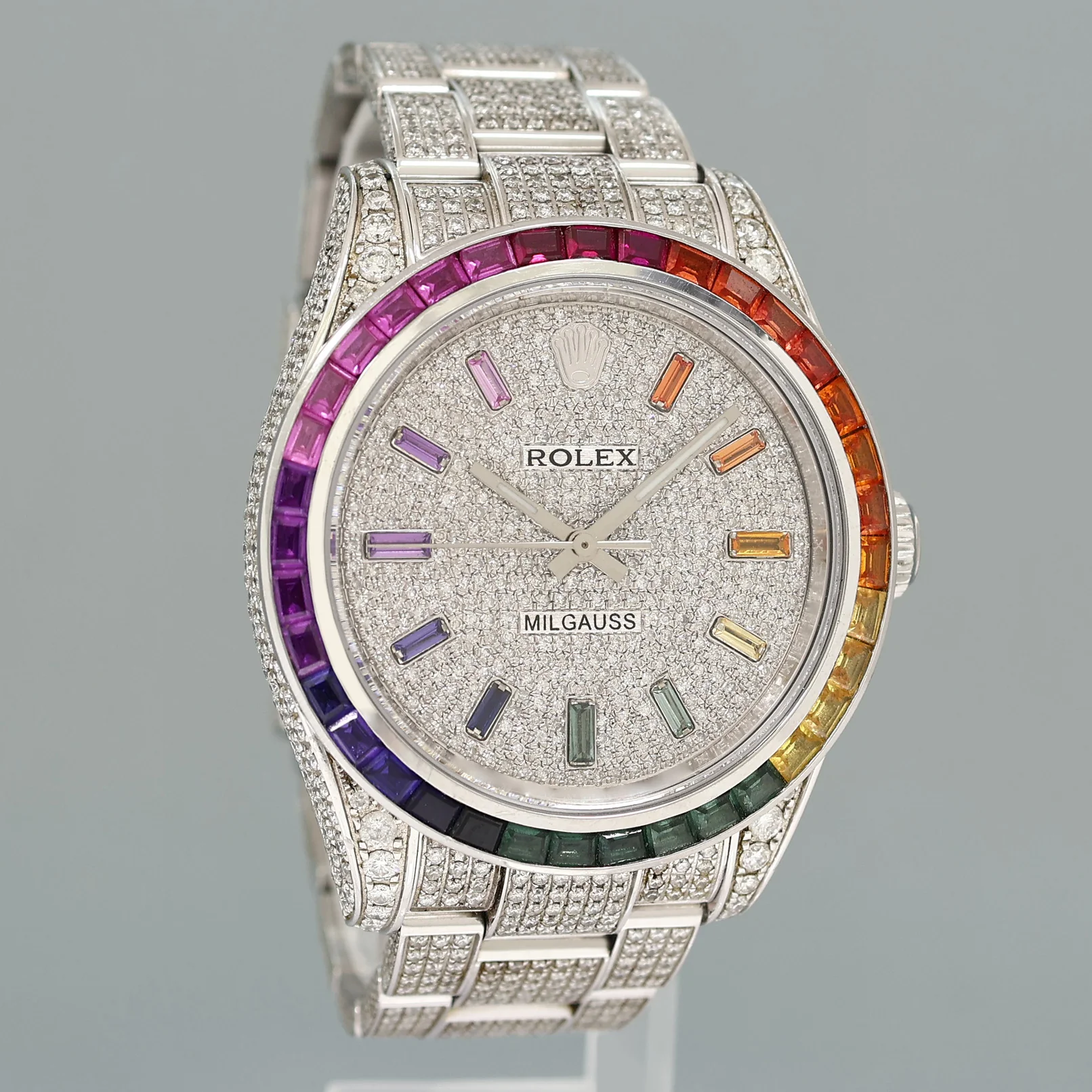 MINT Rolex Milgauss Diamond Iced Out Pave Sapphire 116400 Steel Watch Box - Image 3