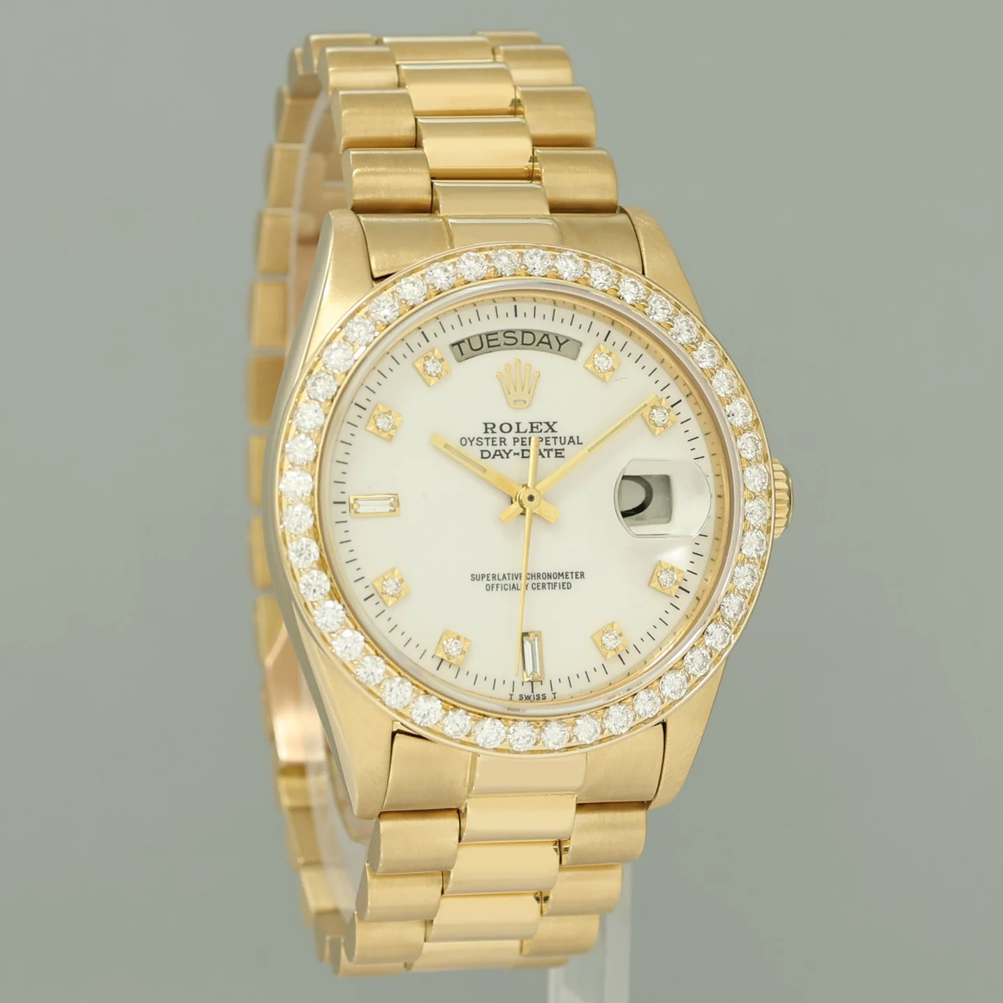 MINT Rolex President Day-Date White Diamond 18038 Quickset Yellow Gold Watch Box - Image 3