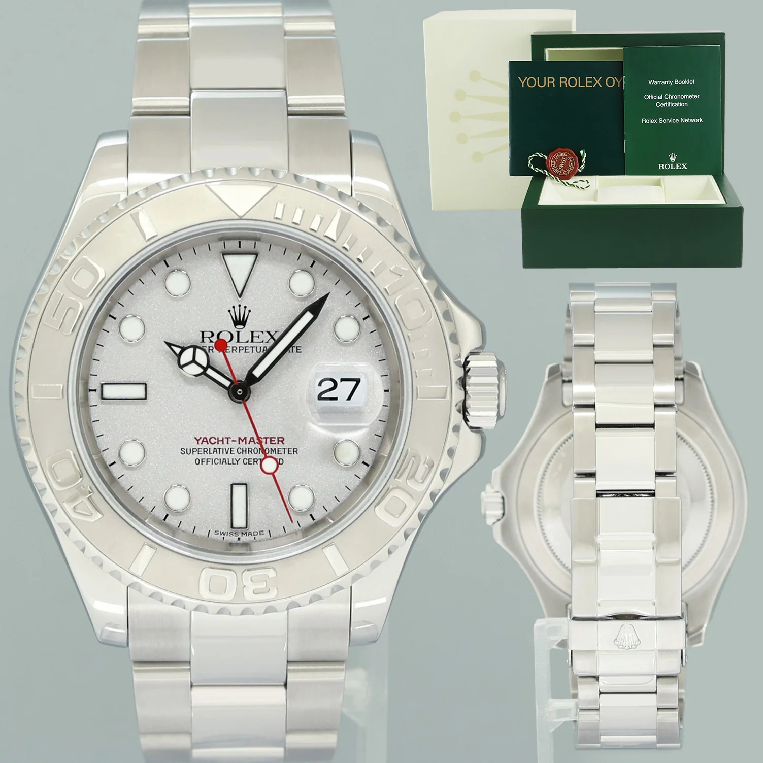 MINT Rolex Yacht-Master 16622 Steel Platinum Bezel Oyster 40mm Watch Box