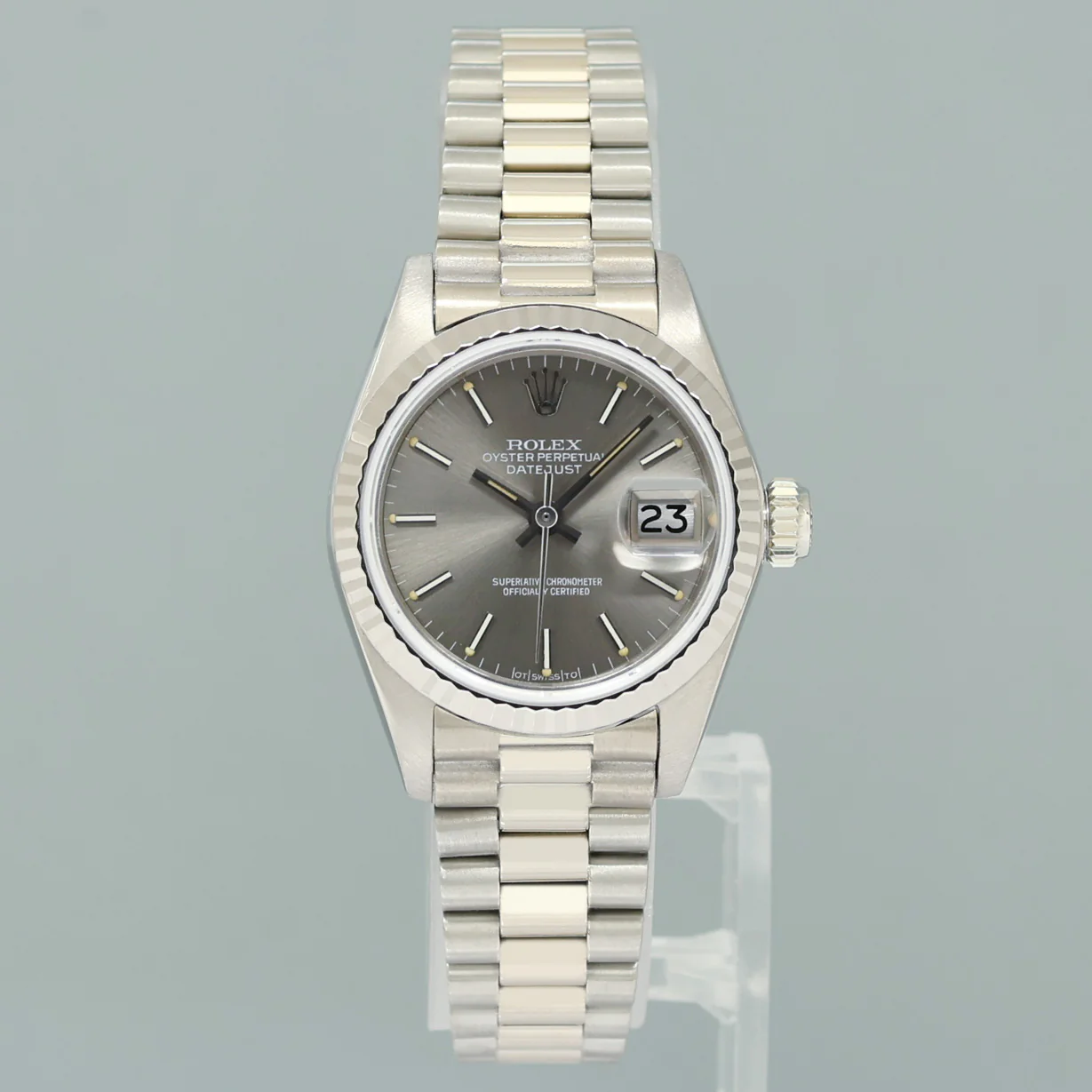 PAPERS Ladies Rolex DateJust Silver Sigma President 26mm 6917 White Gold Watch Box - Image 2