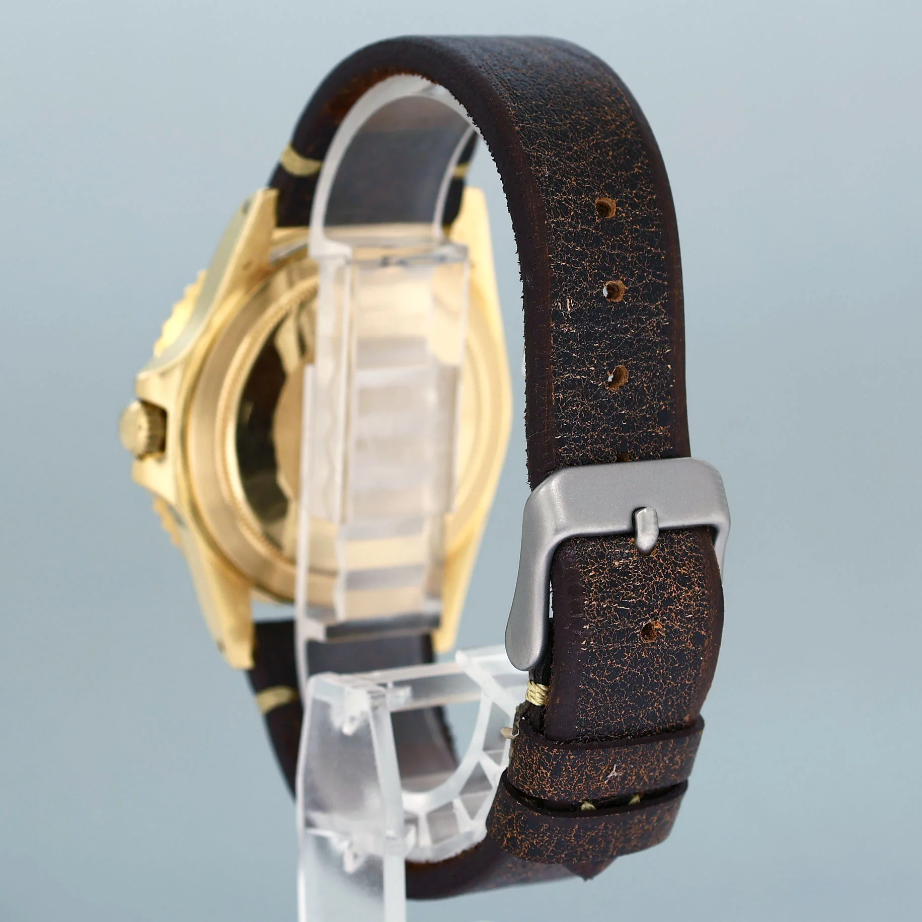 Rolex GMT-Master 1675 Yellow Gold GMT Black Nipple Dial Leather Watch - Image 4